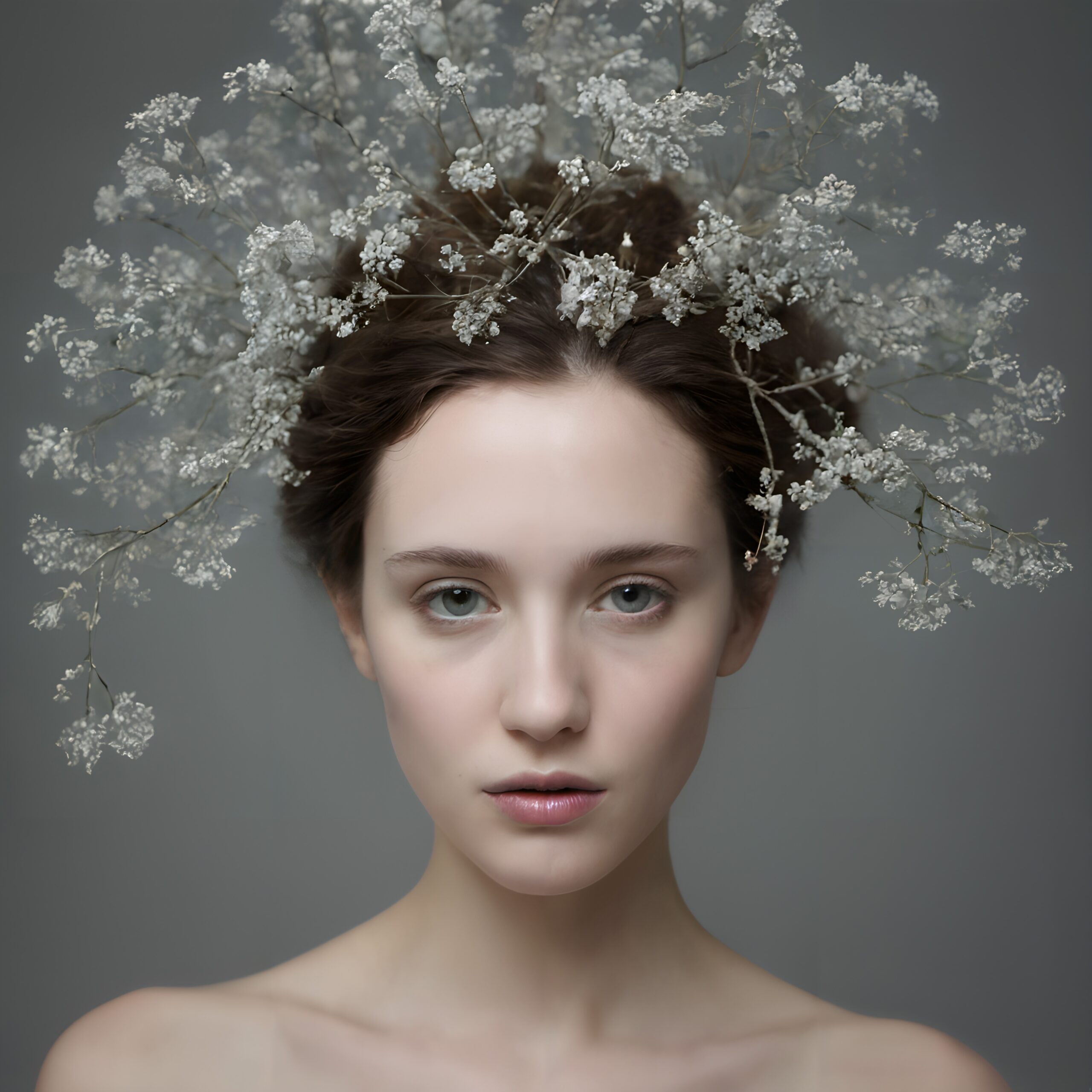 Elegant Floral-Embellished Portrait Beauty