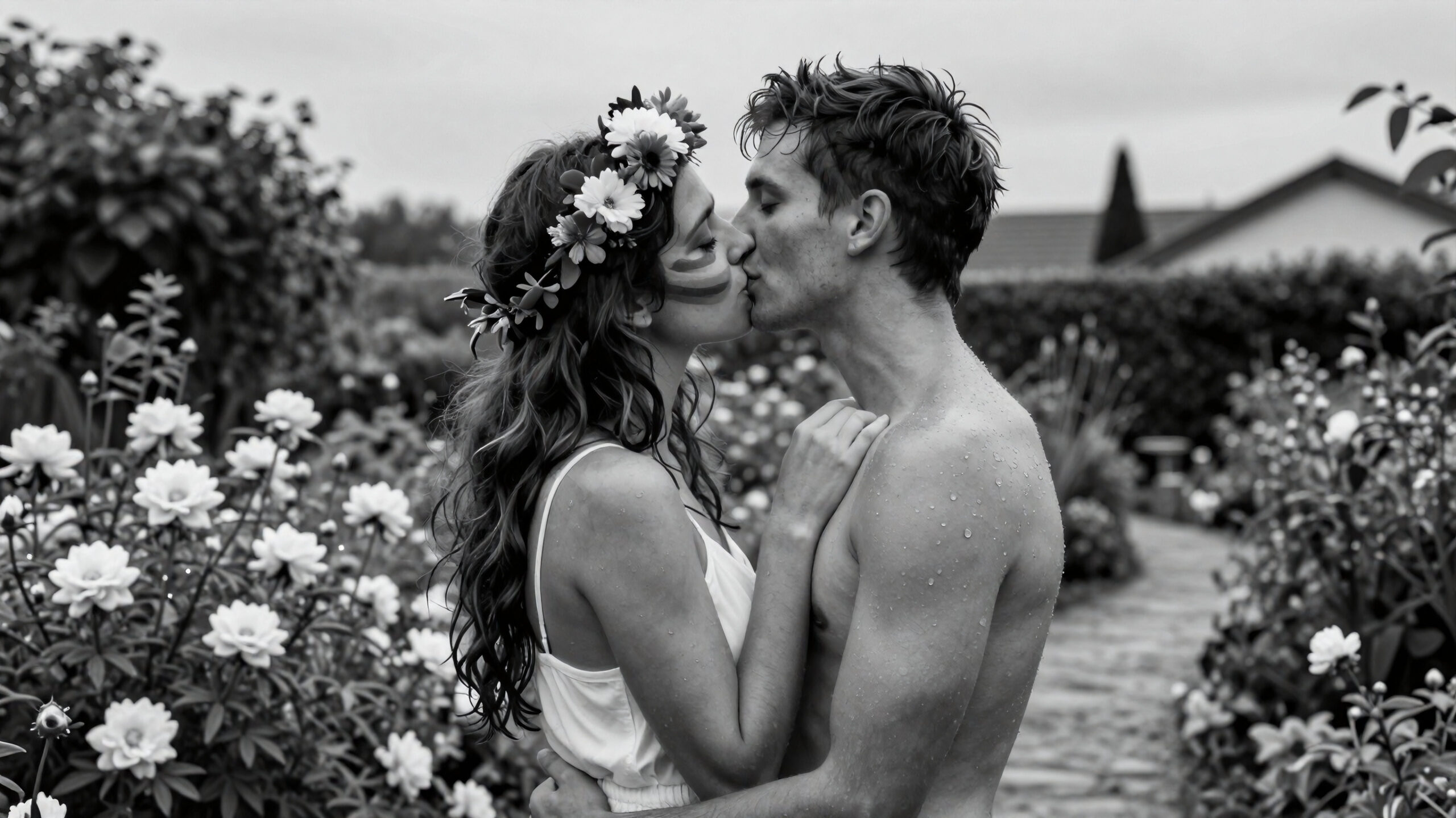 Romantic Garden Kiss