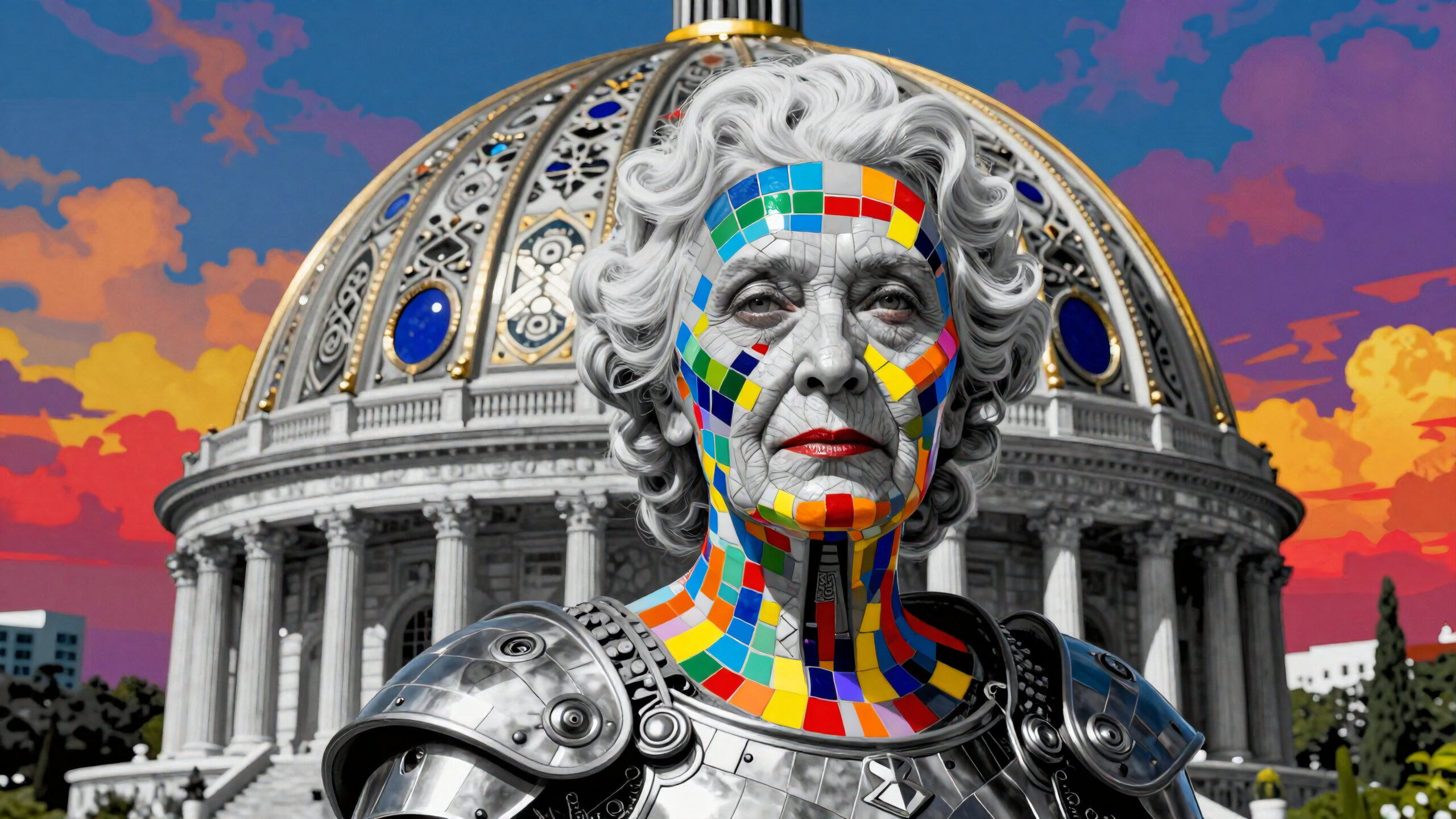 Mosaic Warrior Before Dome