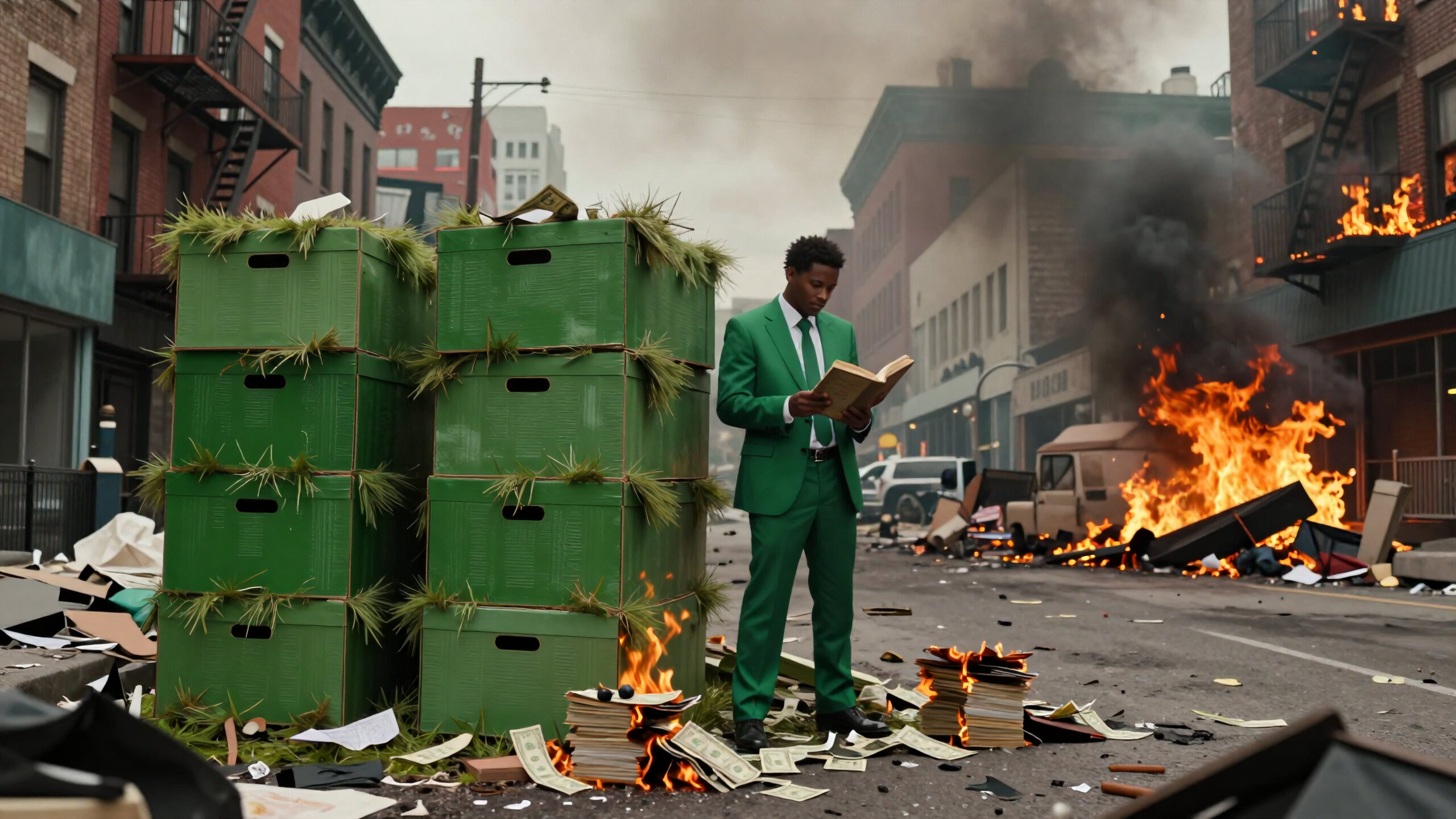 Calm Reader Amid Chaos