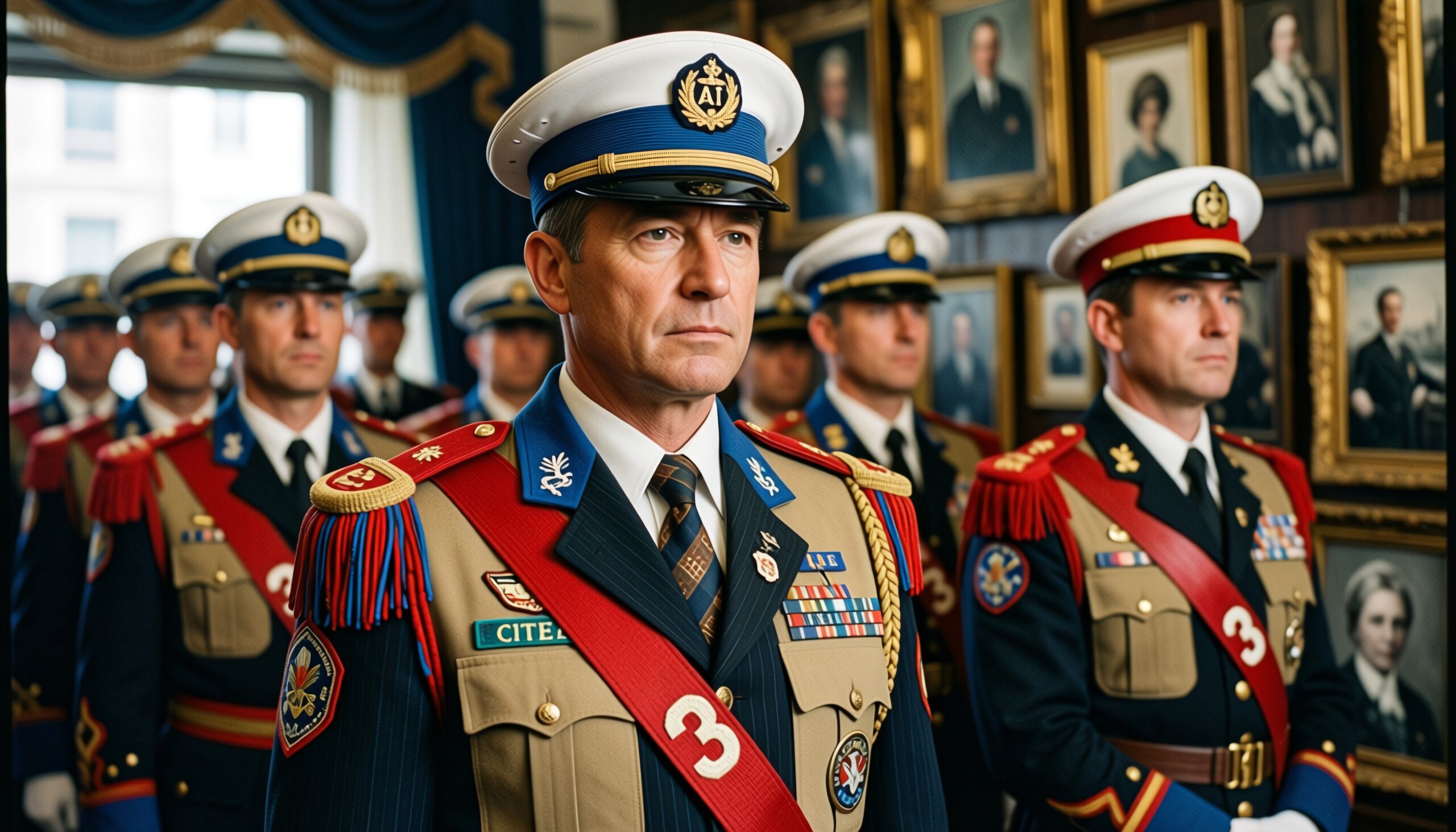Uniformed Officers in Historical Gallery