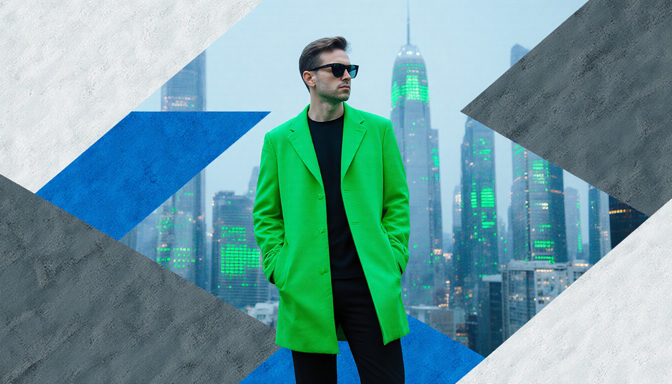 Elegant man in vibrant city