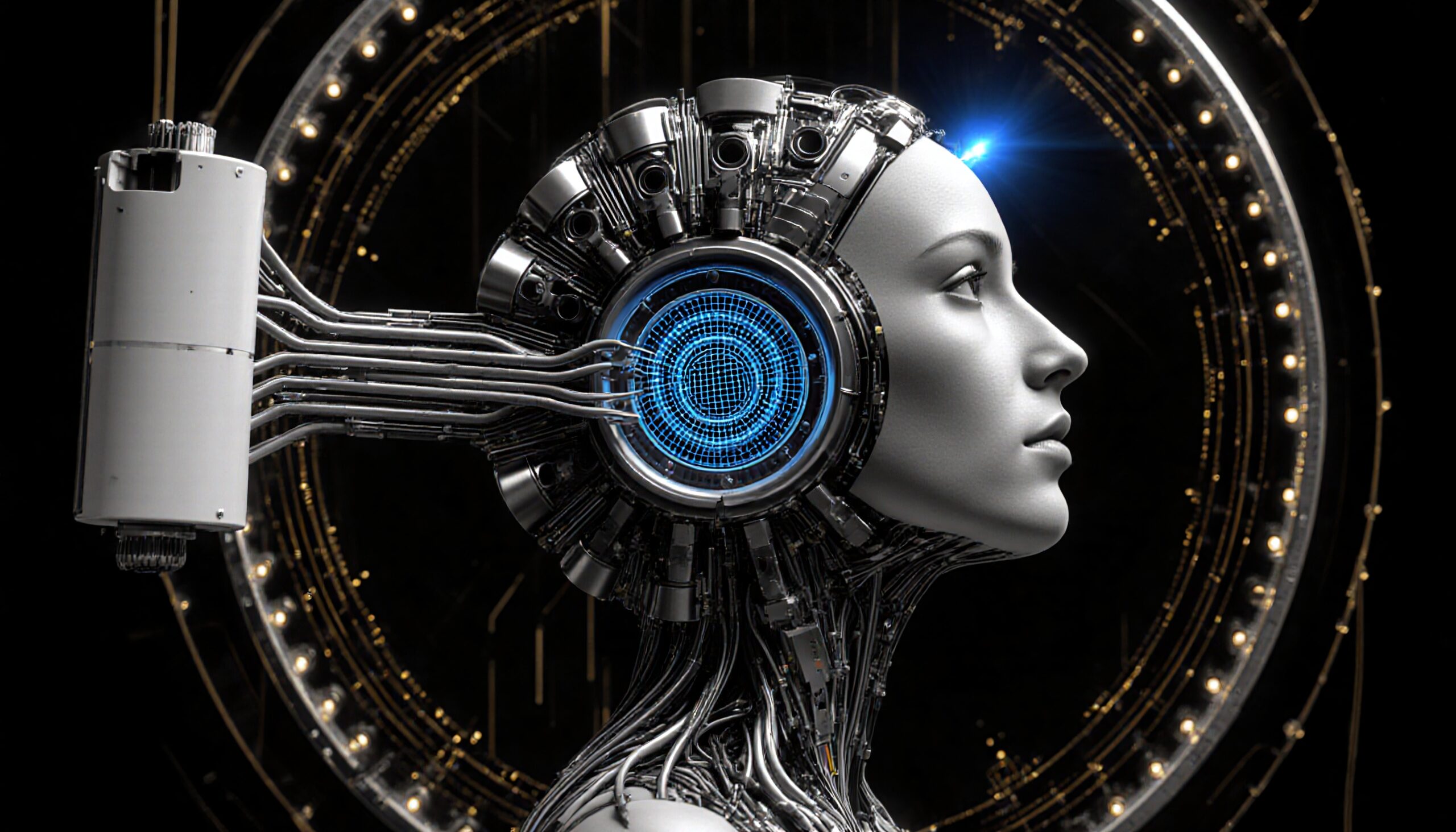 Futuristic Android with Digital Interface