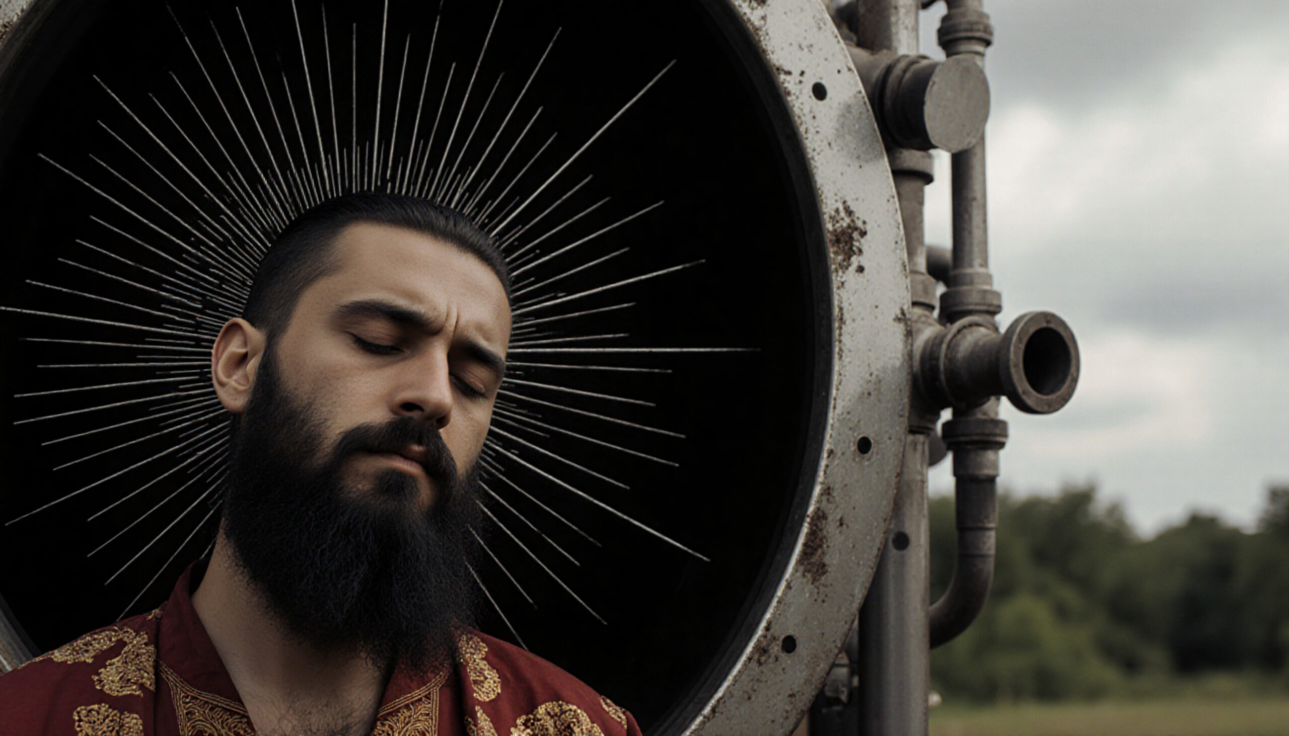 A Bearded Man and Industrial Background
