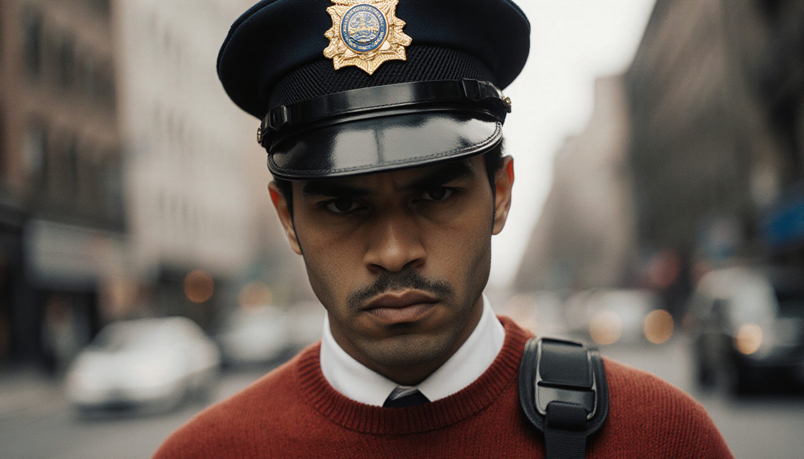 Urban Police Officer in Focus