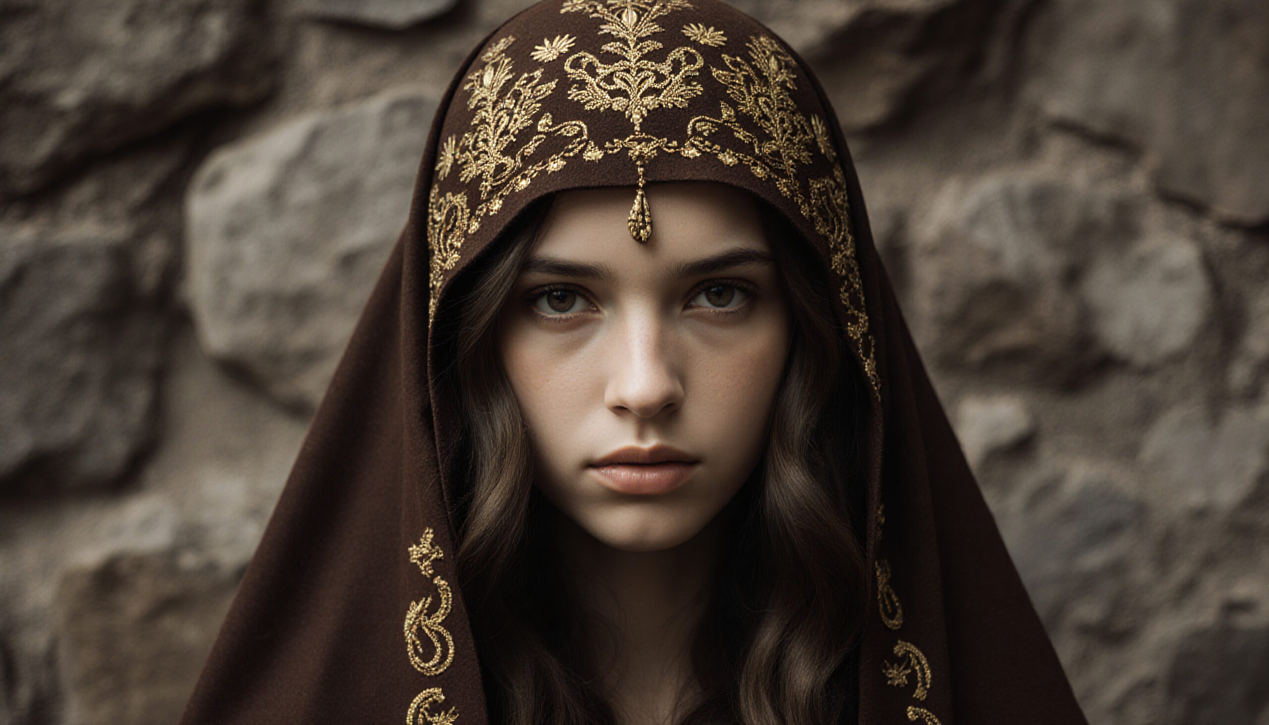 Ornate Headpiece on Veiled Woman