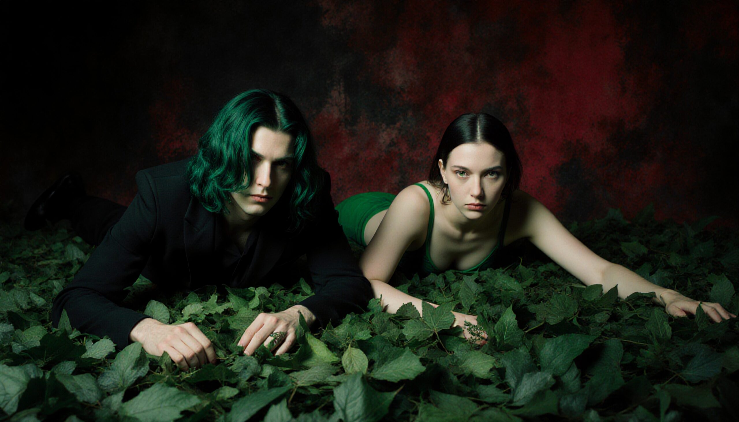 Enigmatic Individuals Amidst Foliage