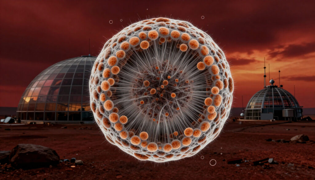 Suspended Molecular Structure Over Martian Research Domes