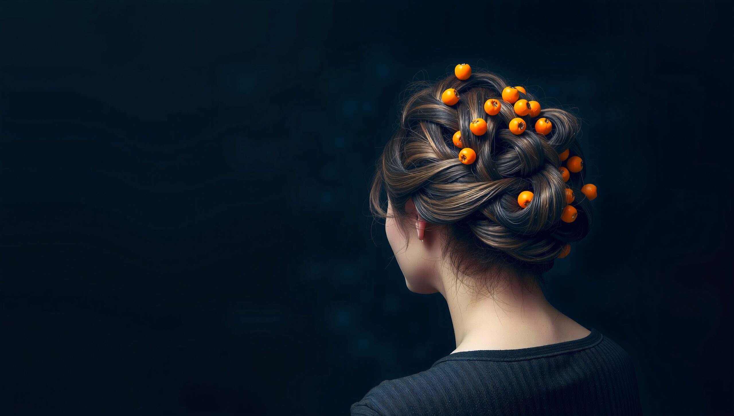 Intricate Hairstyle with Orange Accents