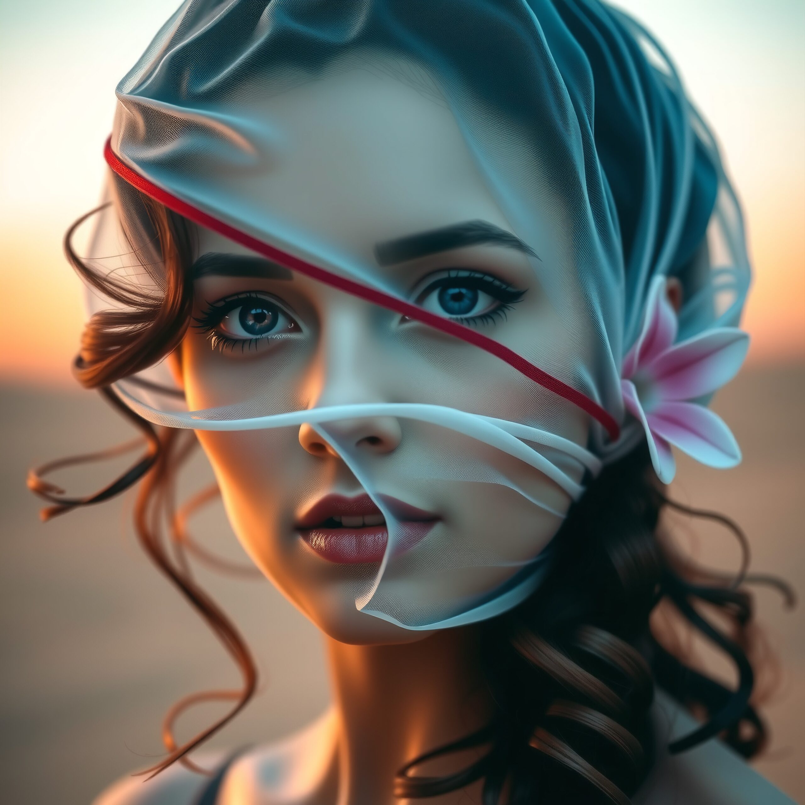 Enigmatic Woman in Gentle Veil