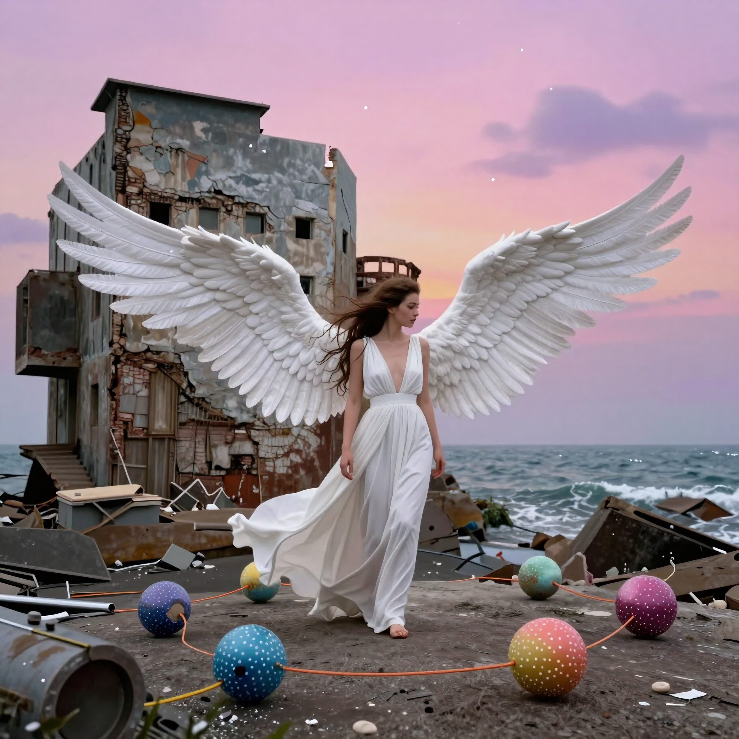 Angel Walks Amidst Ruins