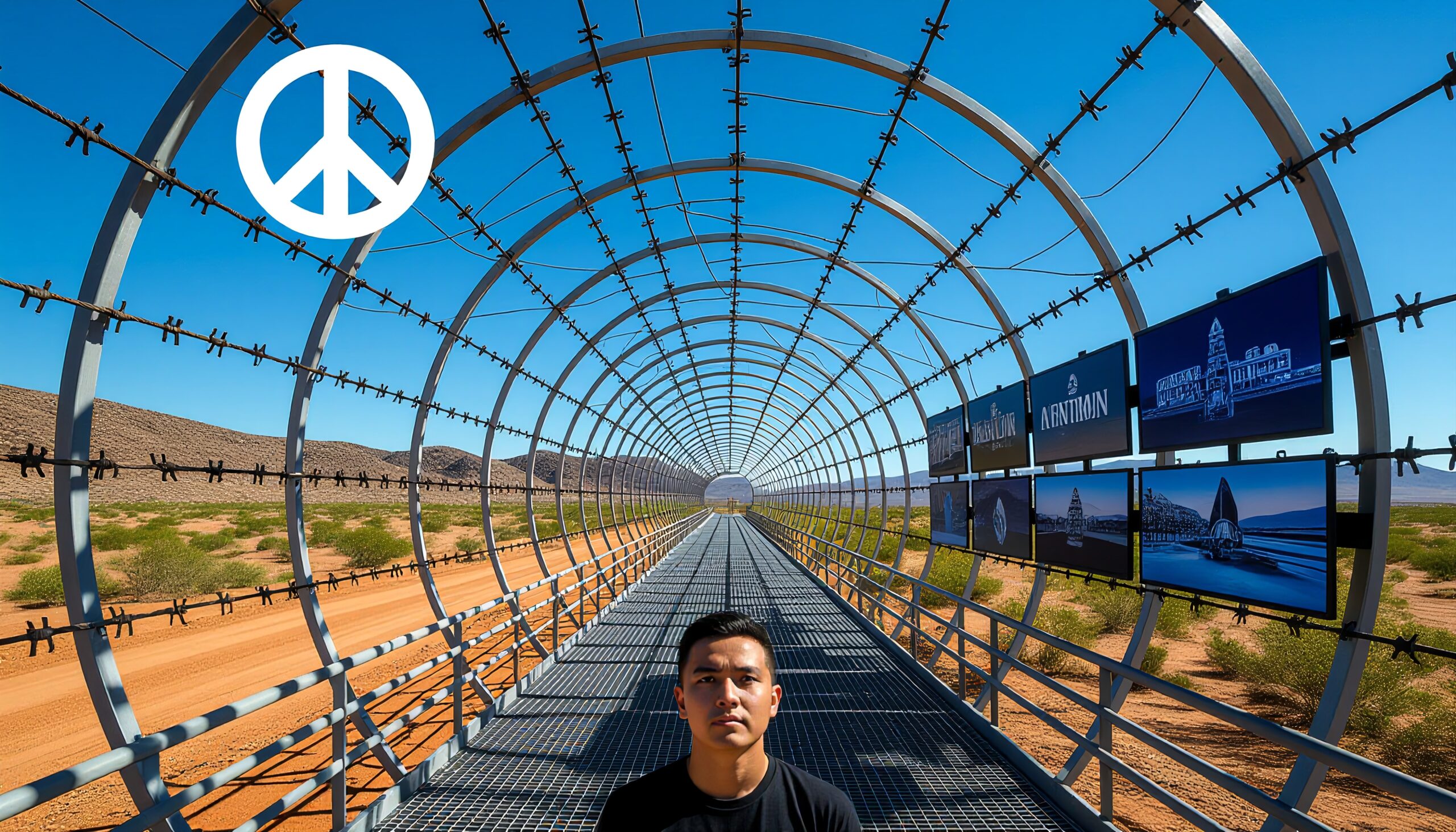 Desert Tunnel and Peace Symbol