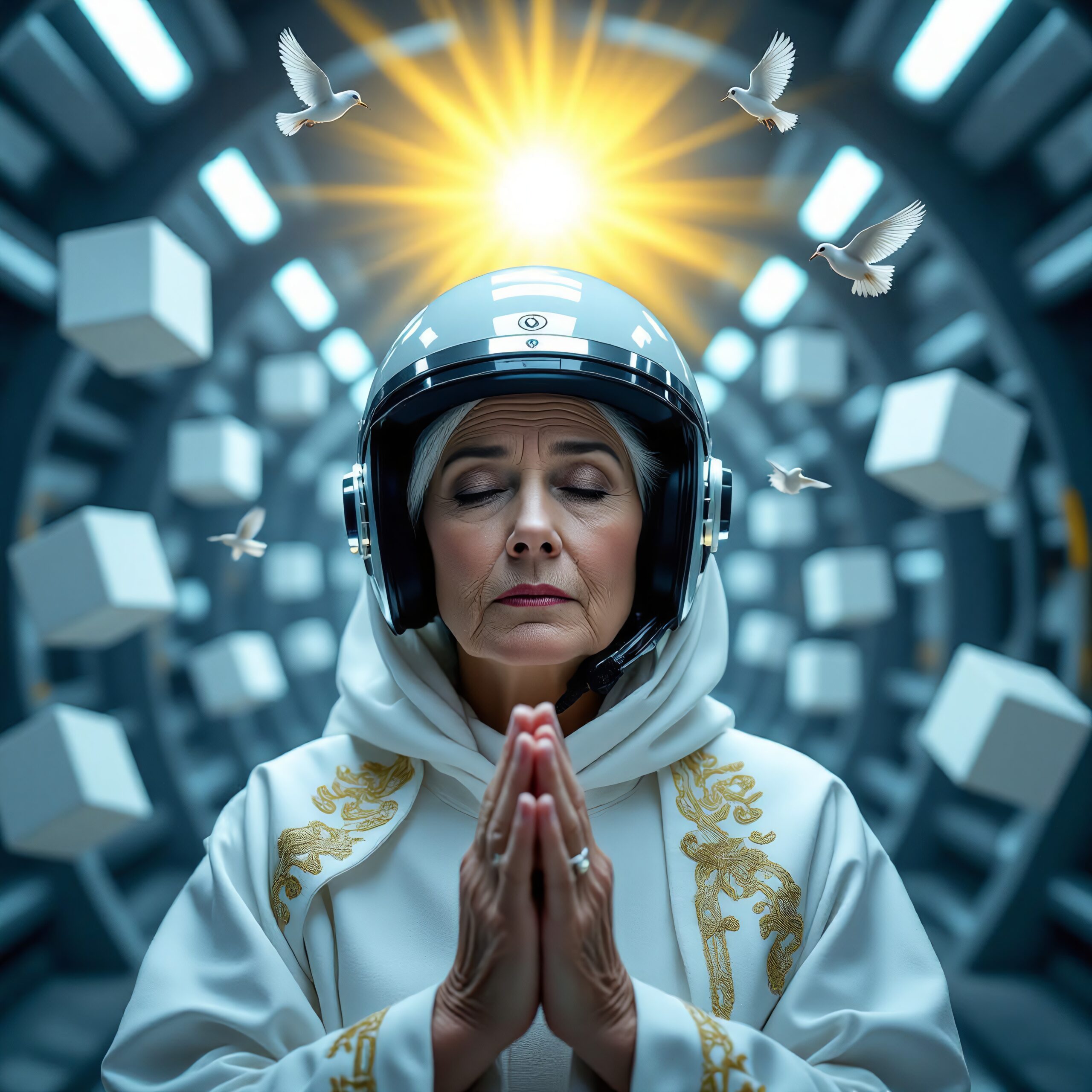 Spiritual Serenity in Futuristic Realm