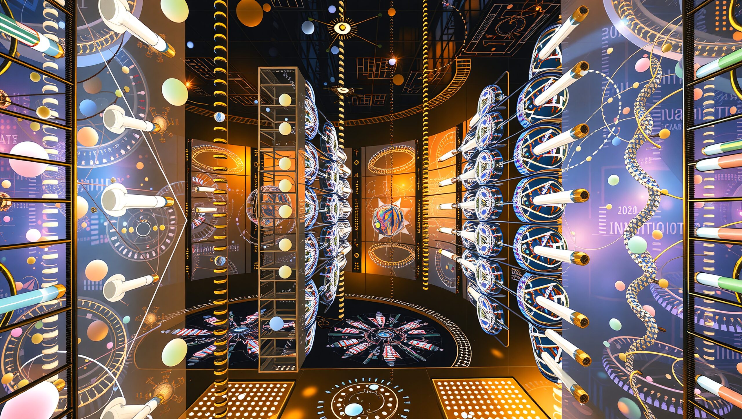 Futuristic Geometric Light Installation