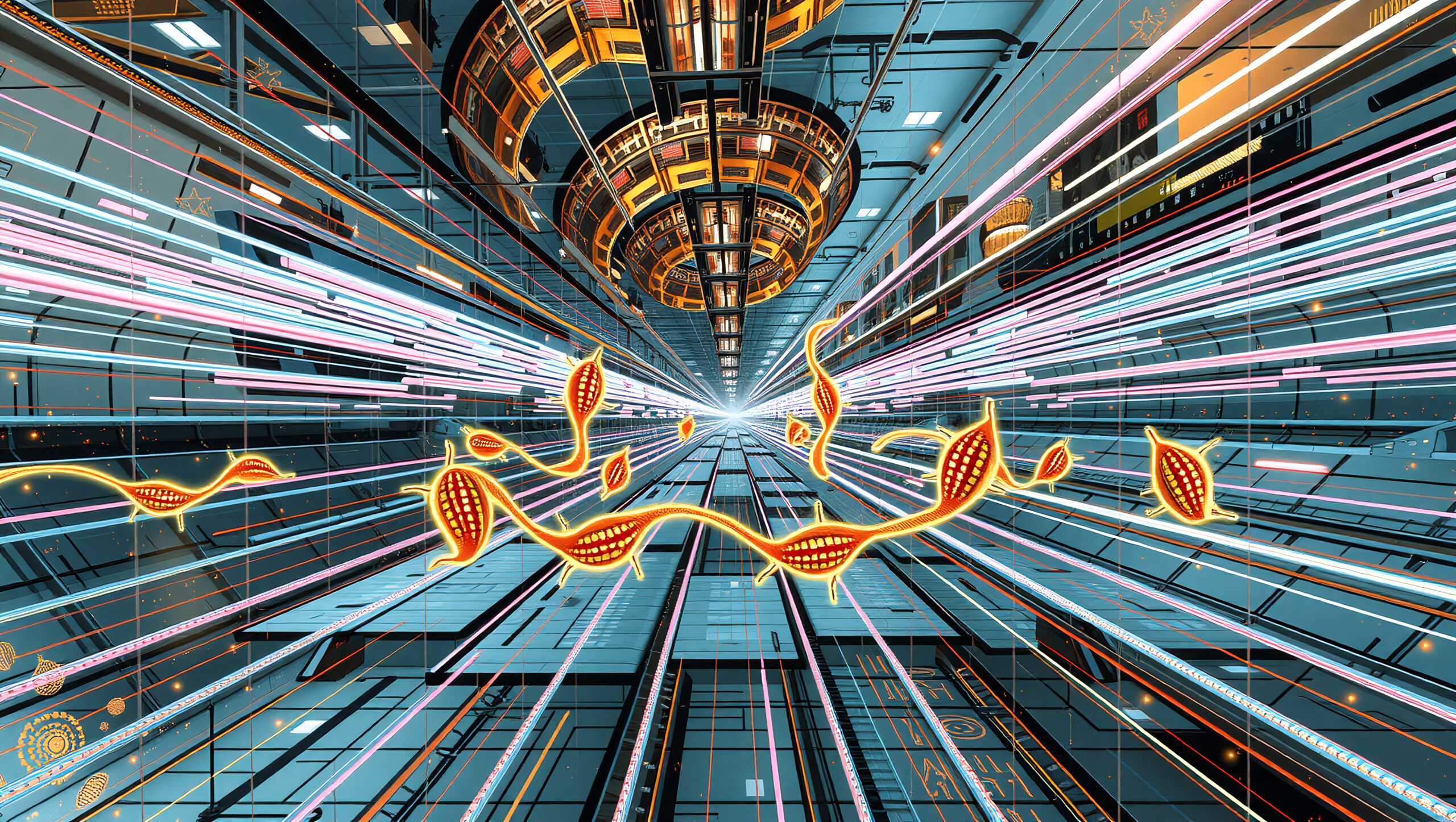 Future Tech Corridor with Data Streams