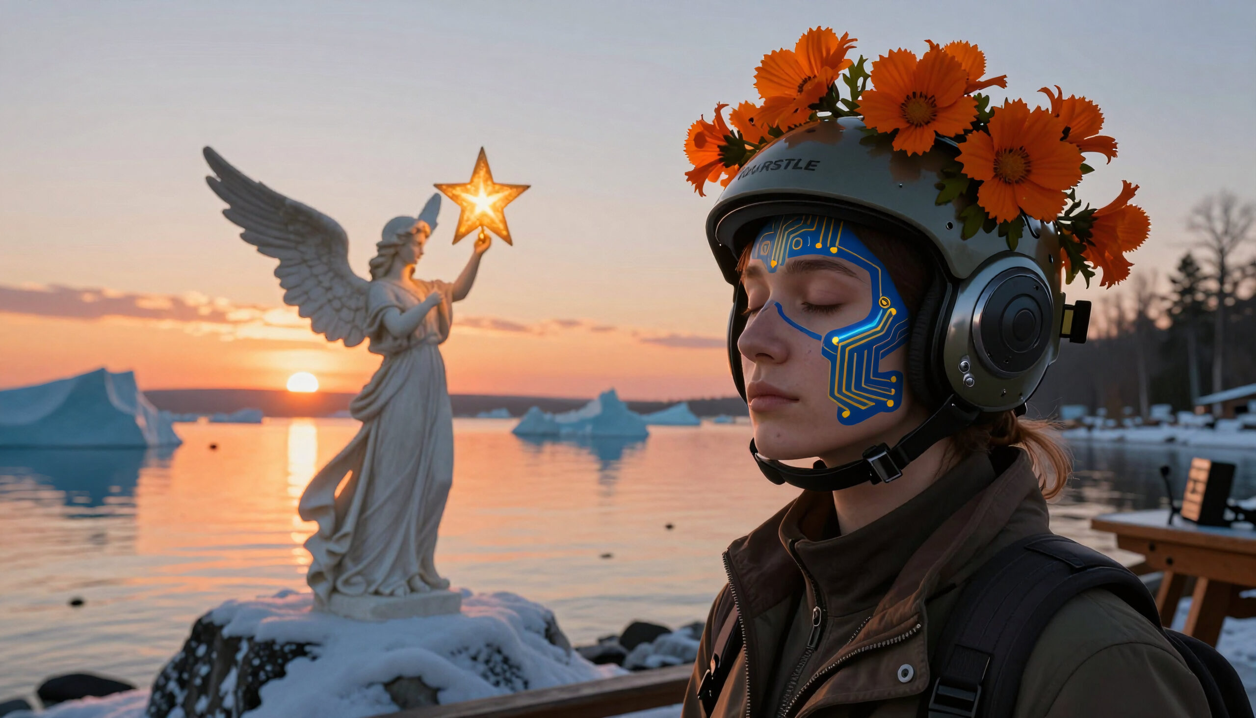 Cyber Angel Sunset Serenity