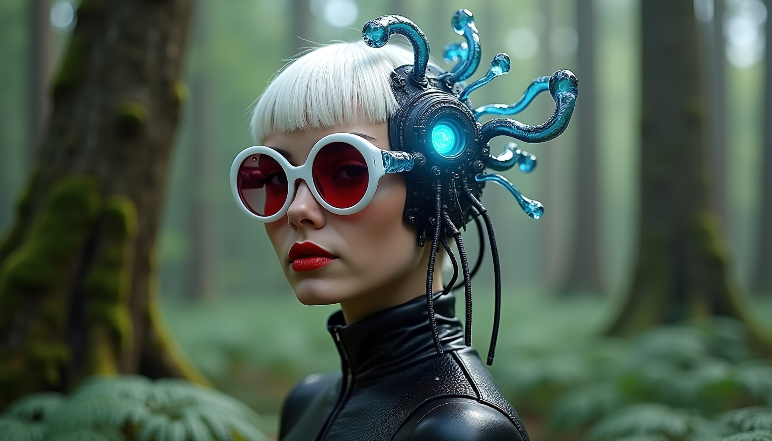 Futuristic Fashion in Forest Setting