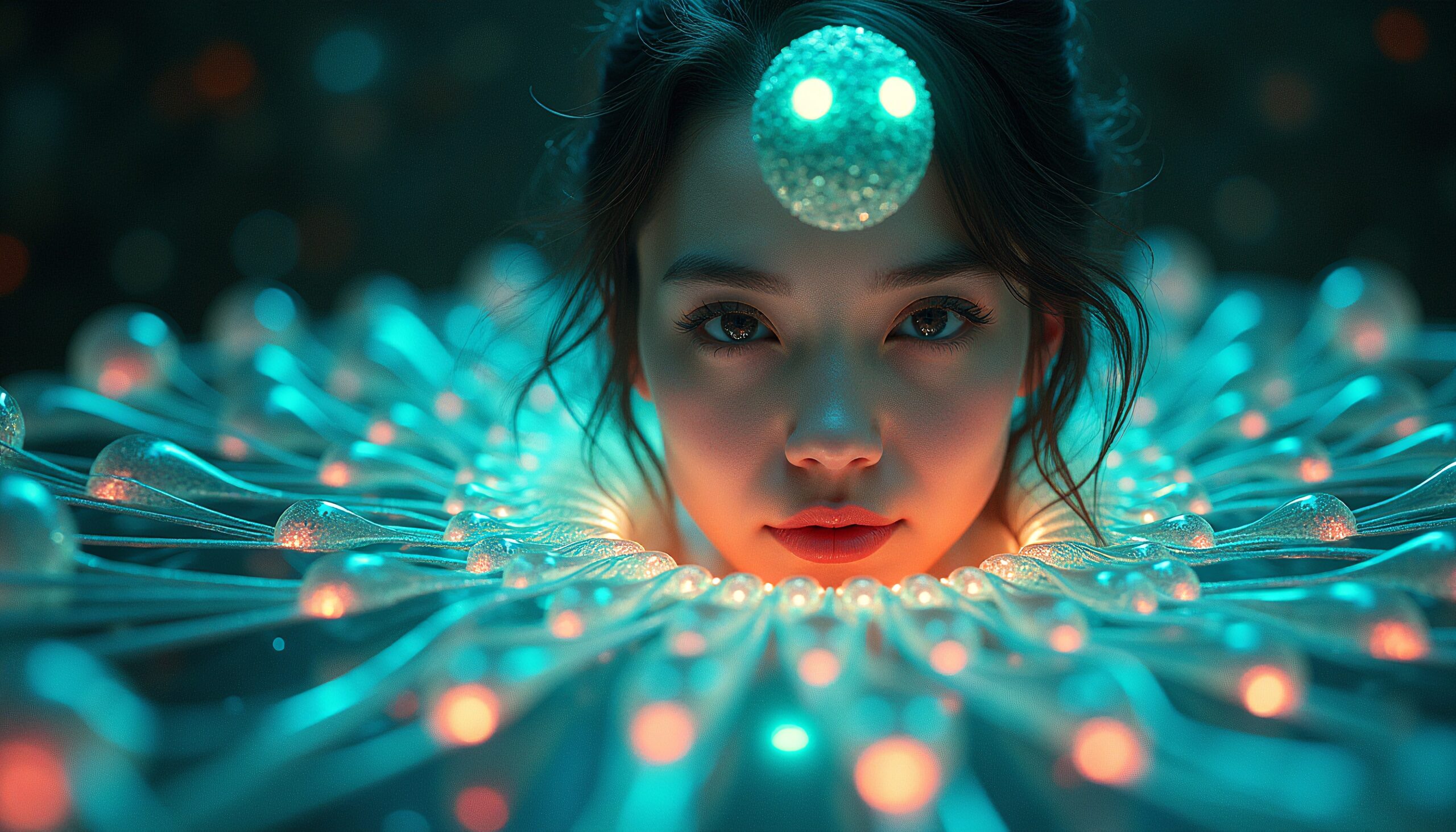 Futuristic Luminous Gaze Portrait