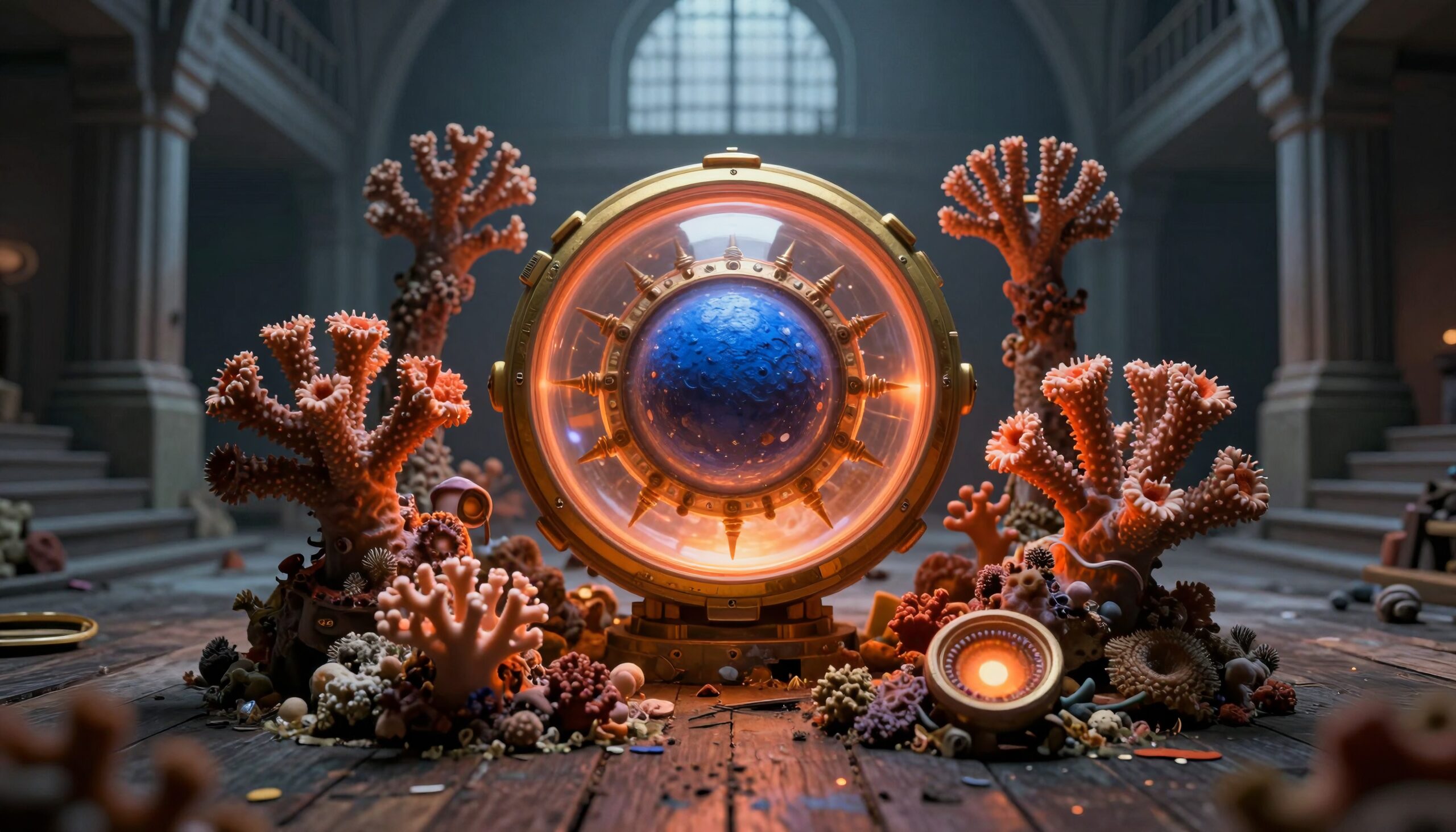 Mystical Coral-Encased Orb Device