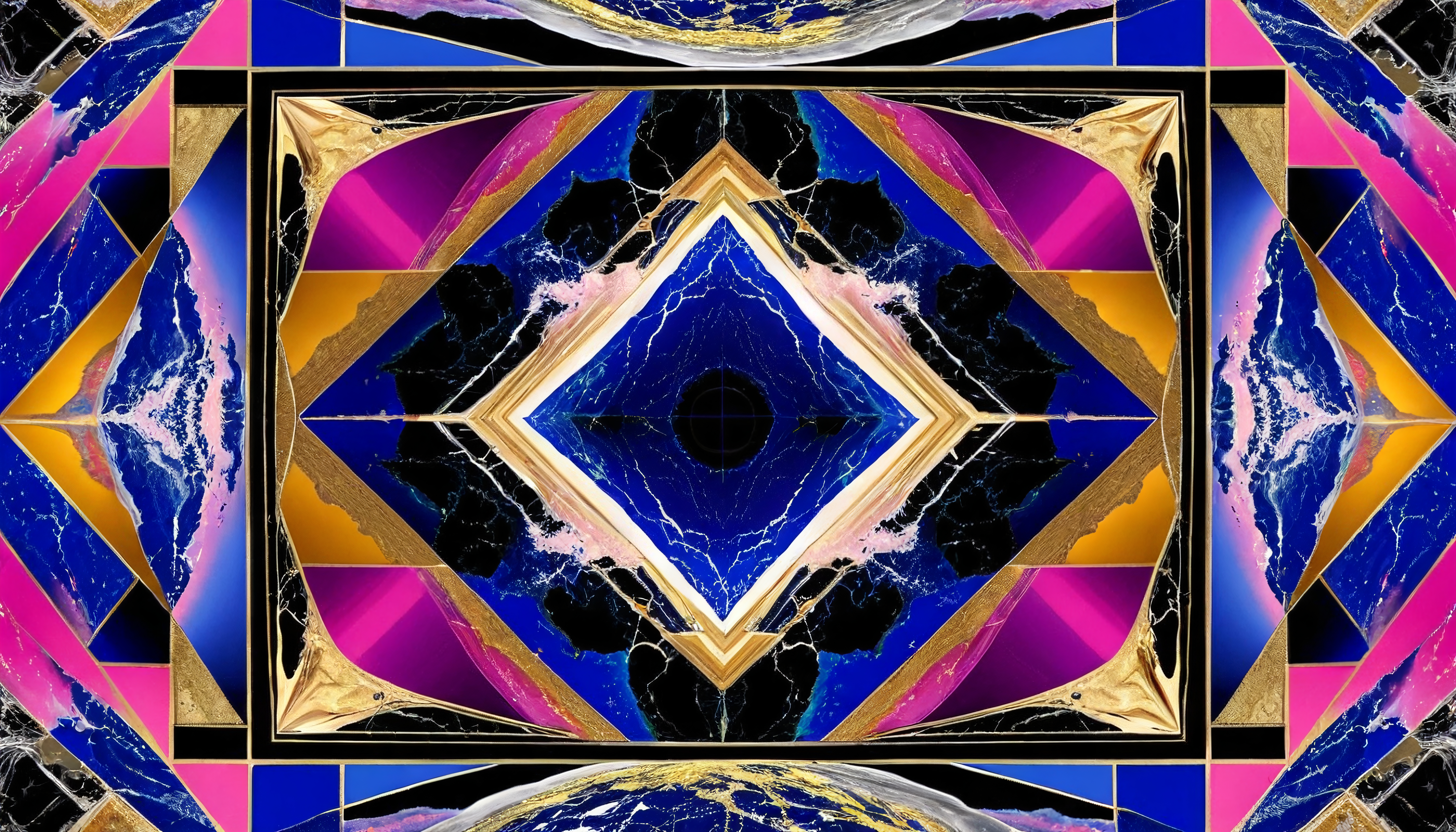 Geometric Abstract Pattern with Gold Accents