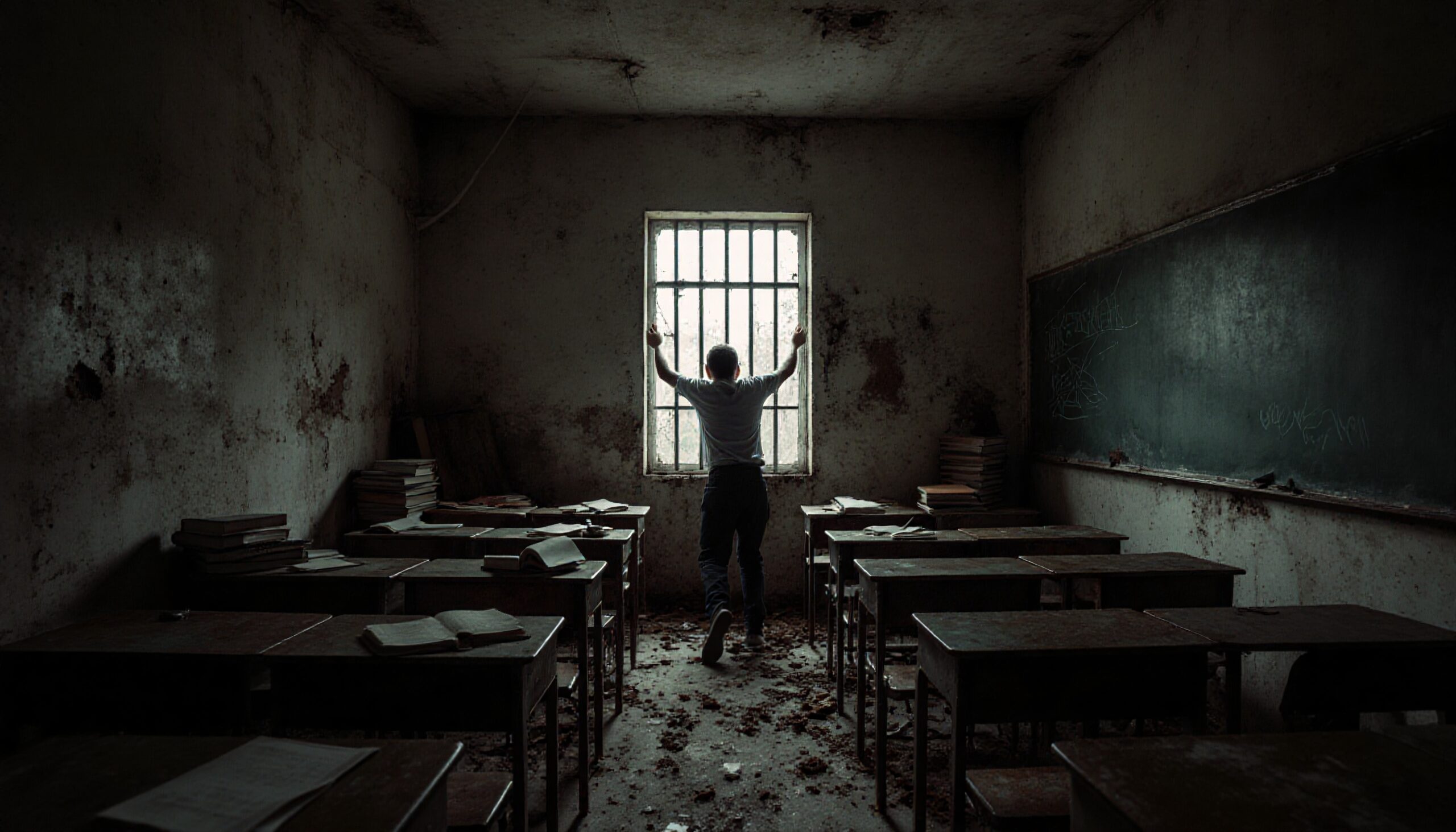Abandoned Classroom Child at Window