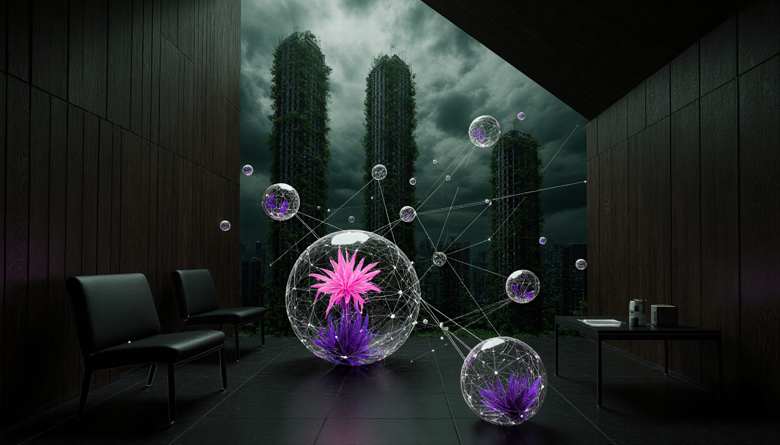 Surreal Spheres and Towers Scene