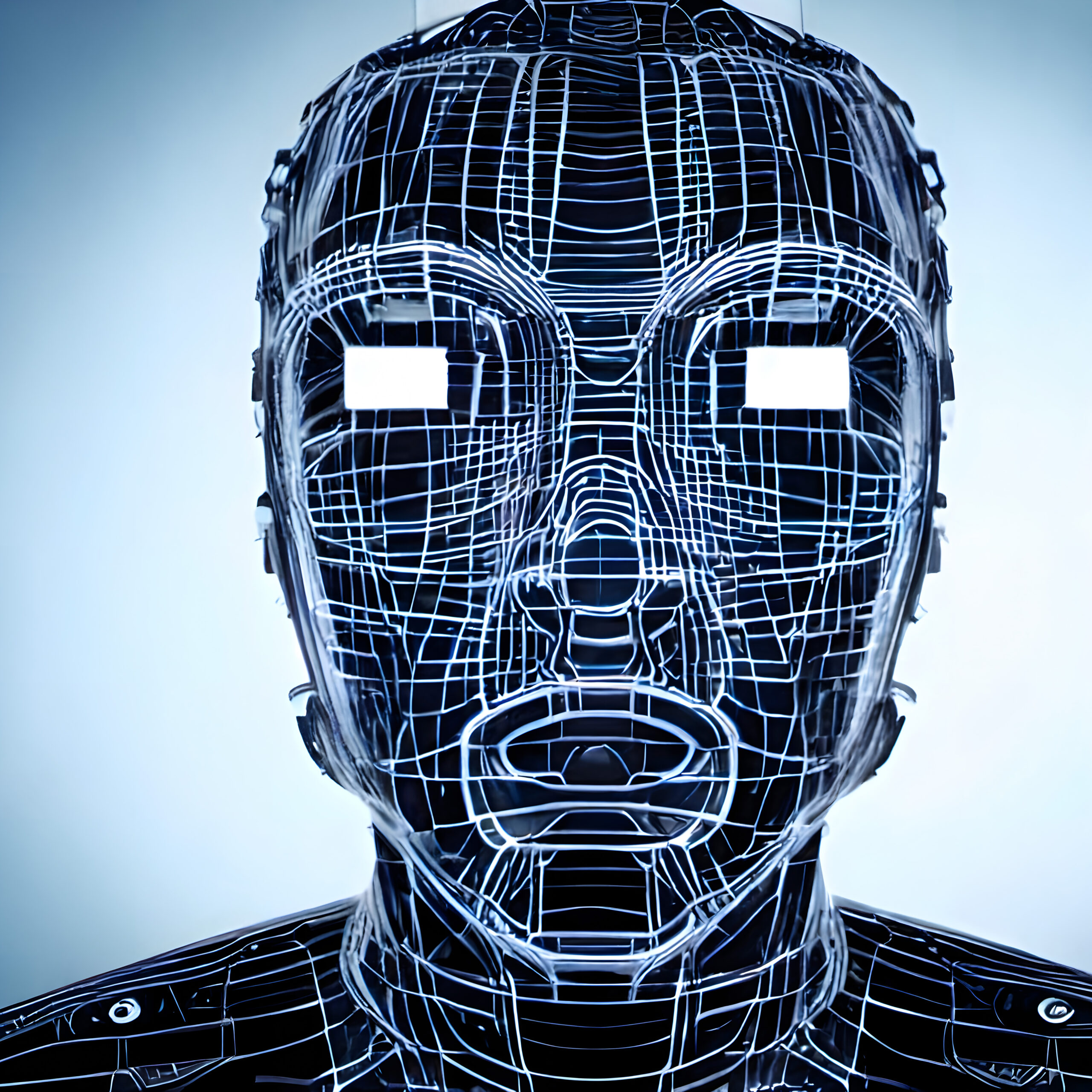 Wireframe visualization of a human head