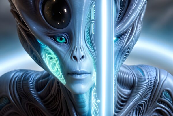 Sci-Fi Cyborg Headshot: Advanced AI Android with Futuristic Glow