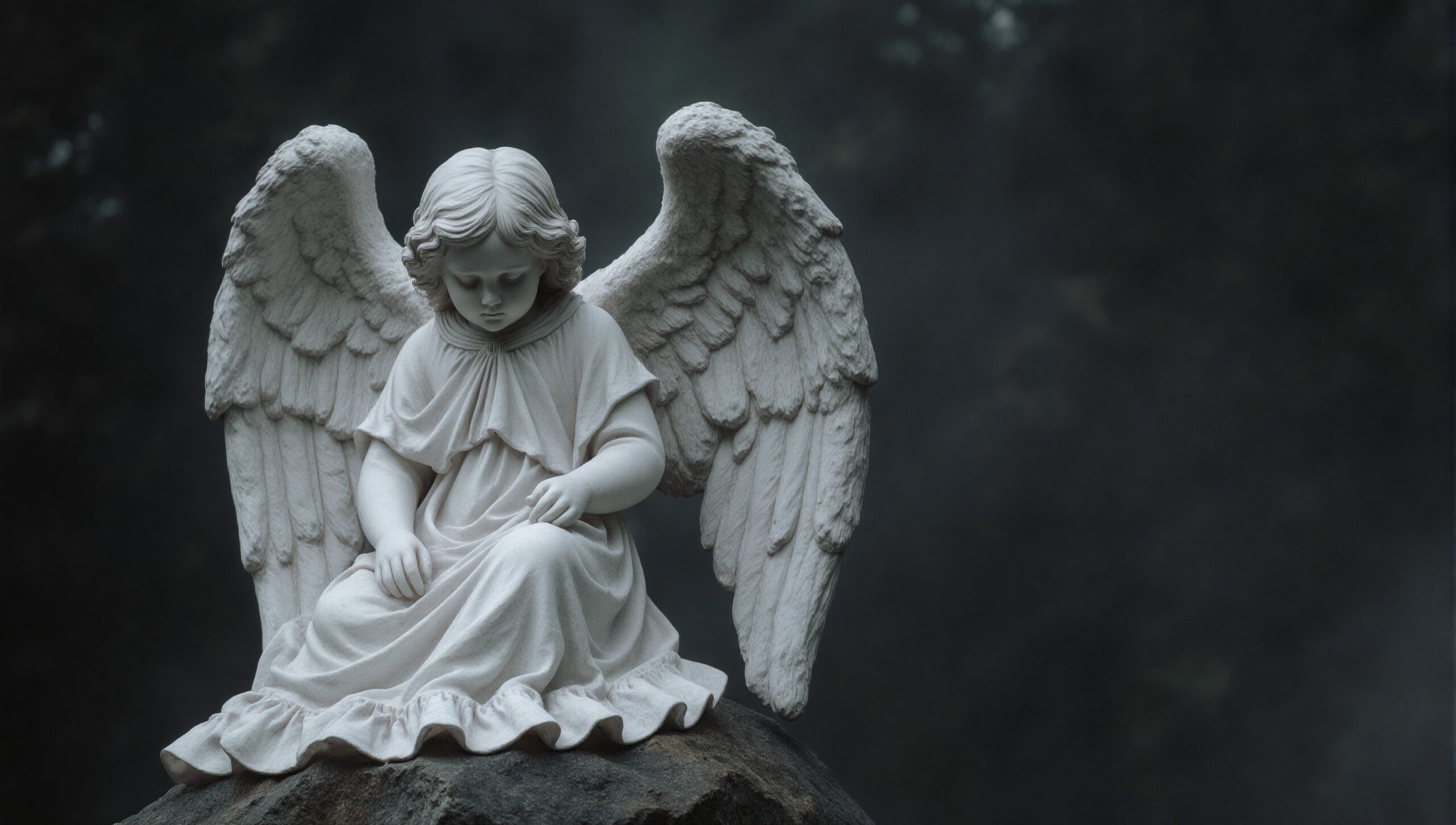 Contemplative Angel Statue Scene