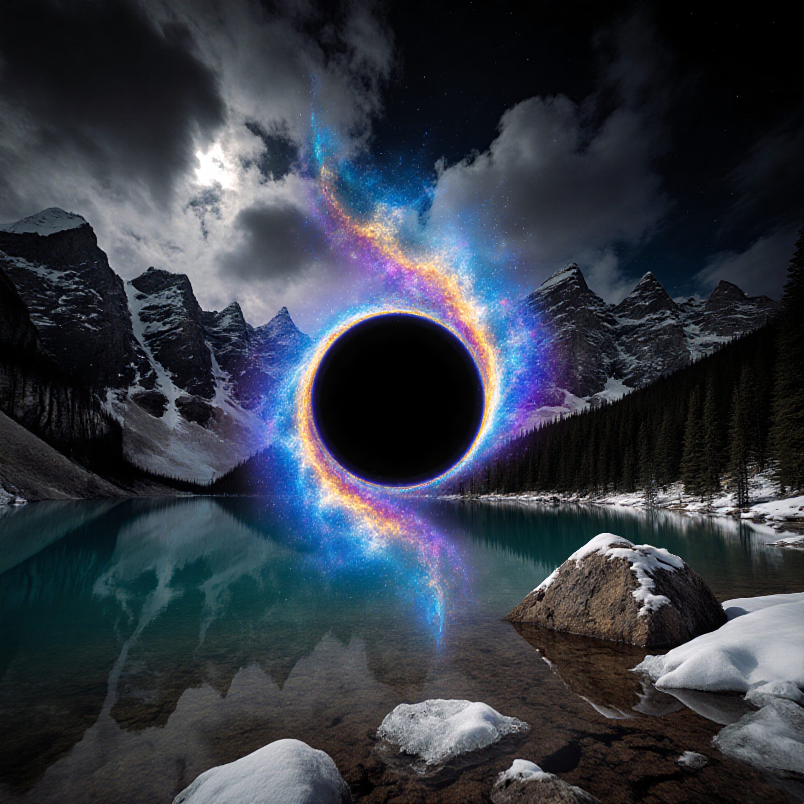 Celestial Phenomenon Over Mountain Lake