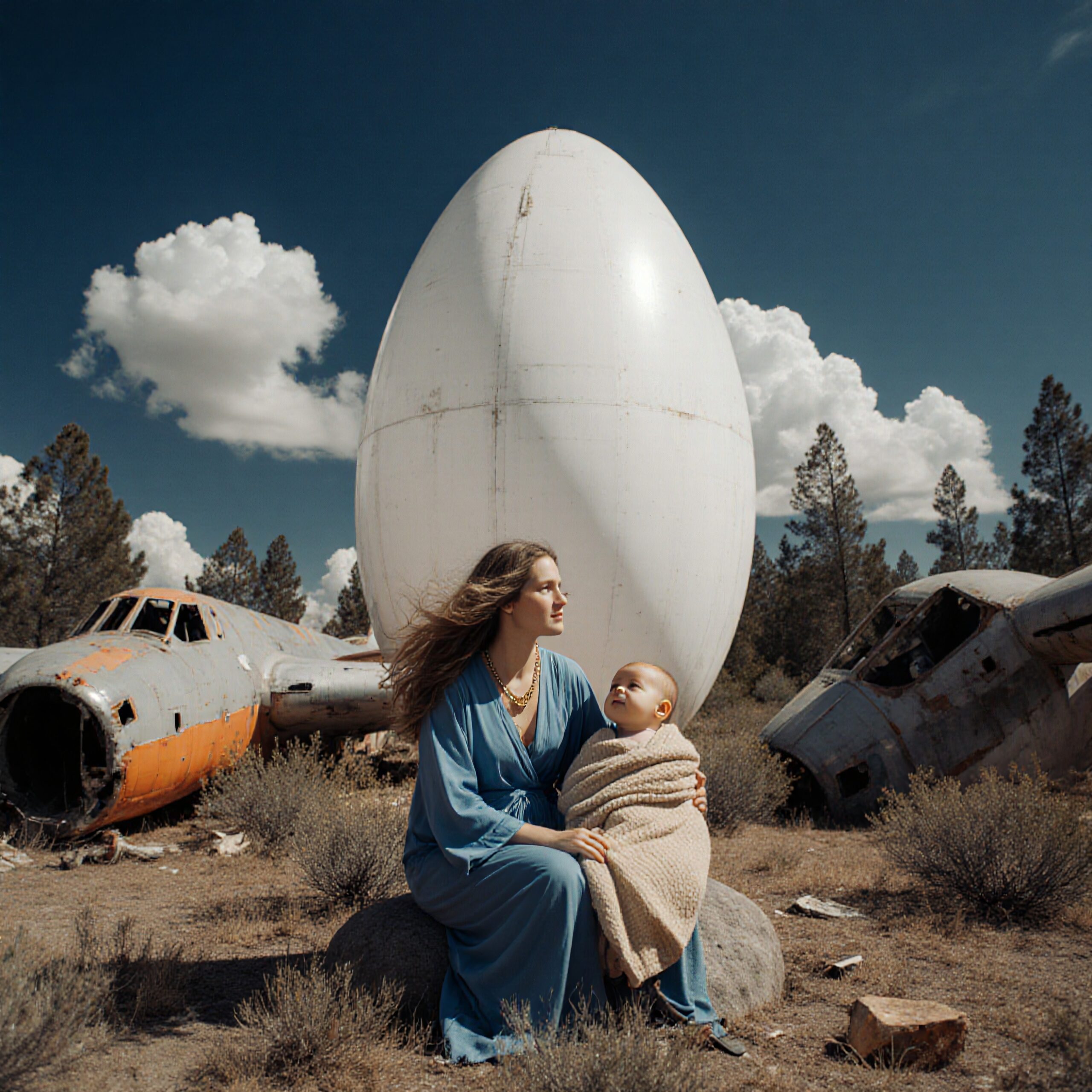 Surreal Mother and Child Scene