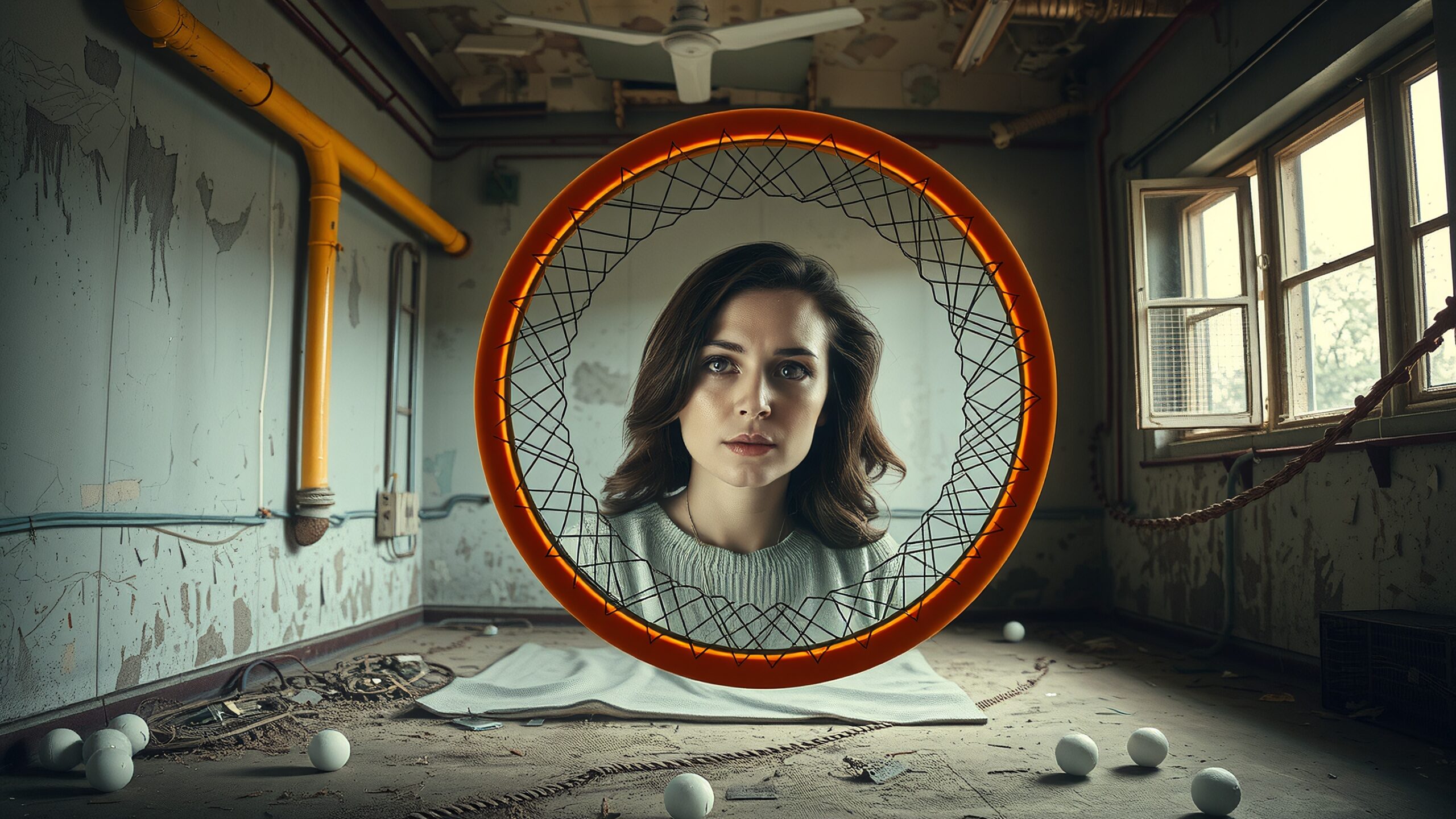 Woman Framed in Abandoned Room