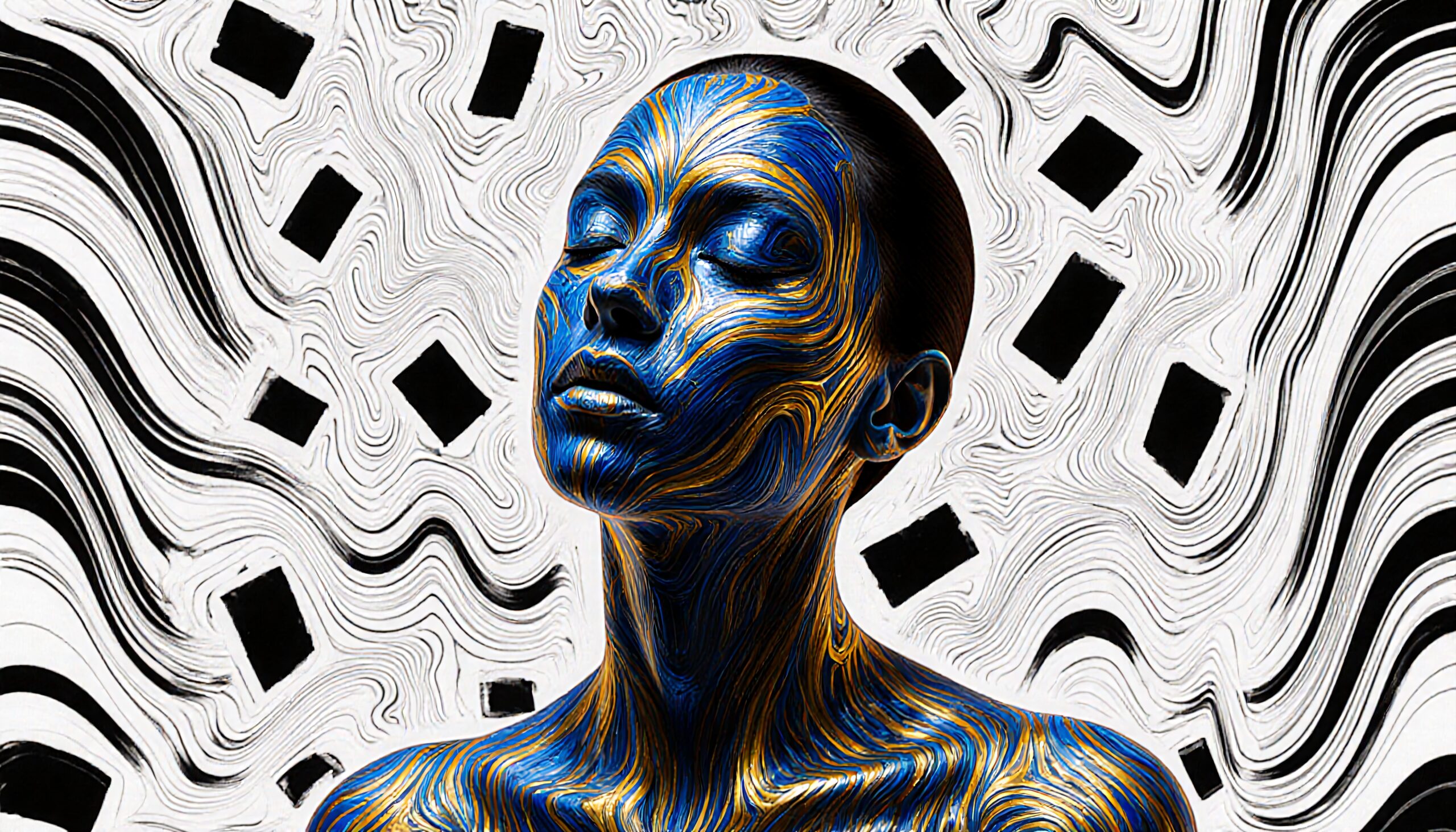 Abstract Portrait in Colorful Patterns