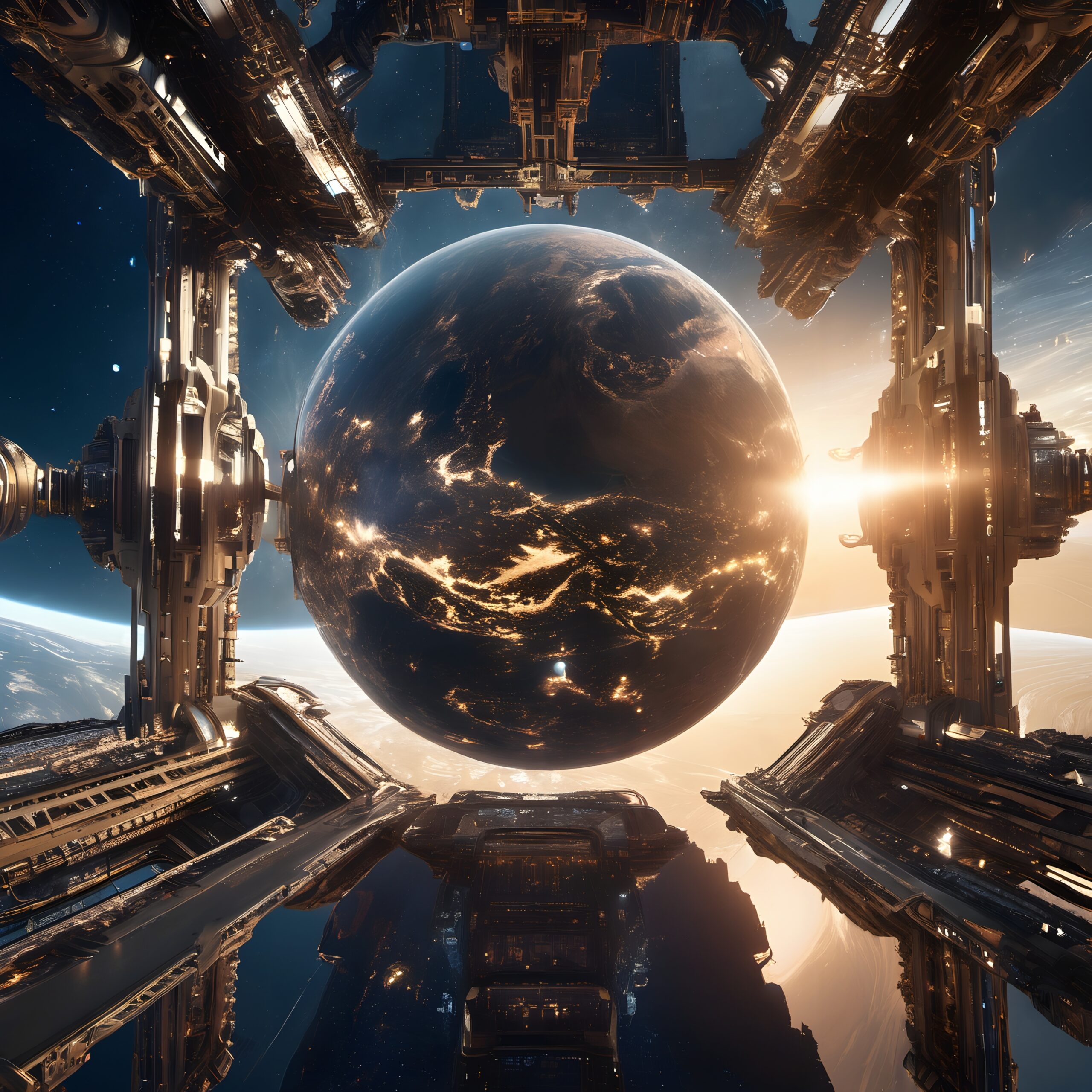 Space Station and Distant Planet