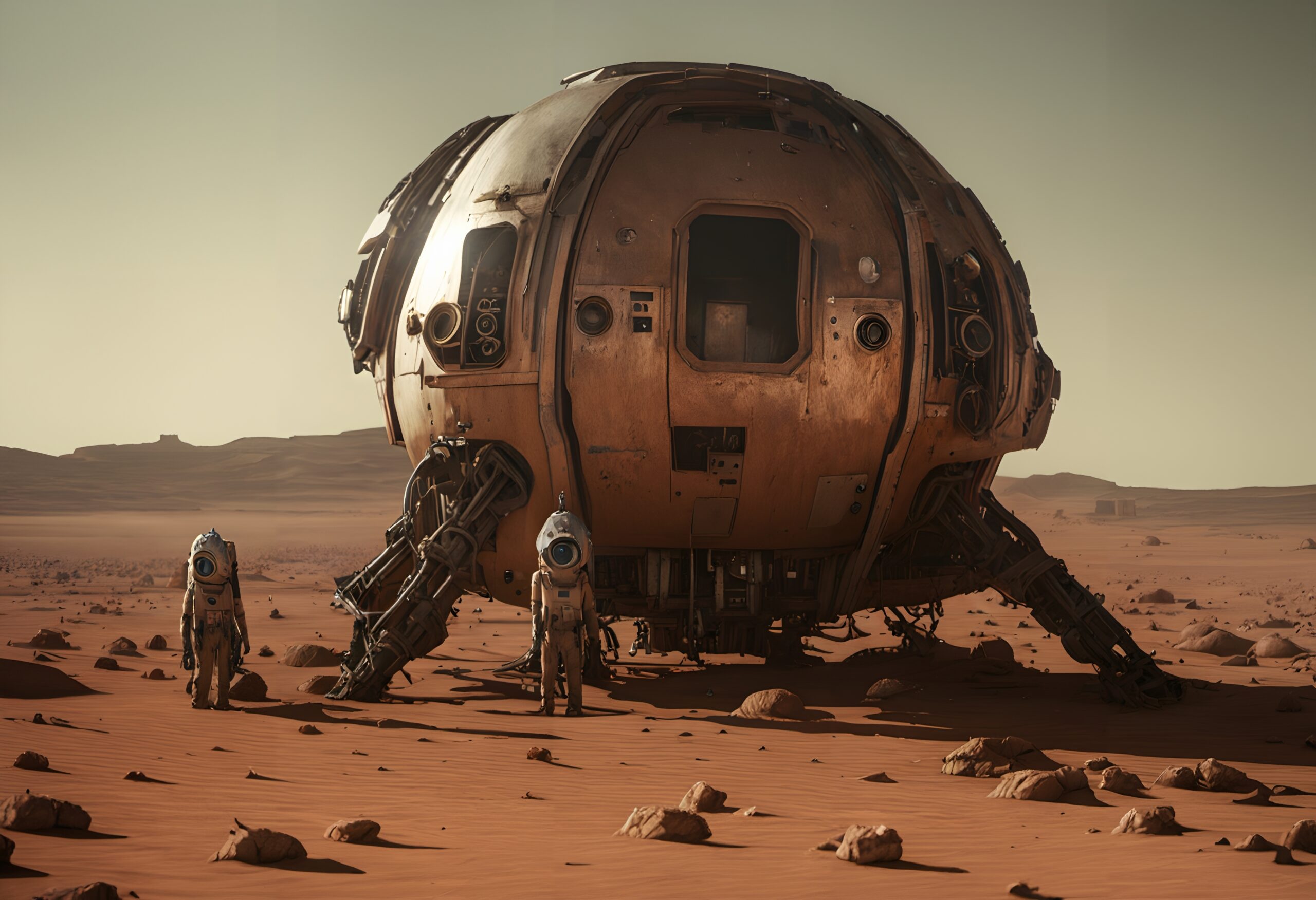 Explorers on Martian Surface