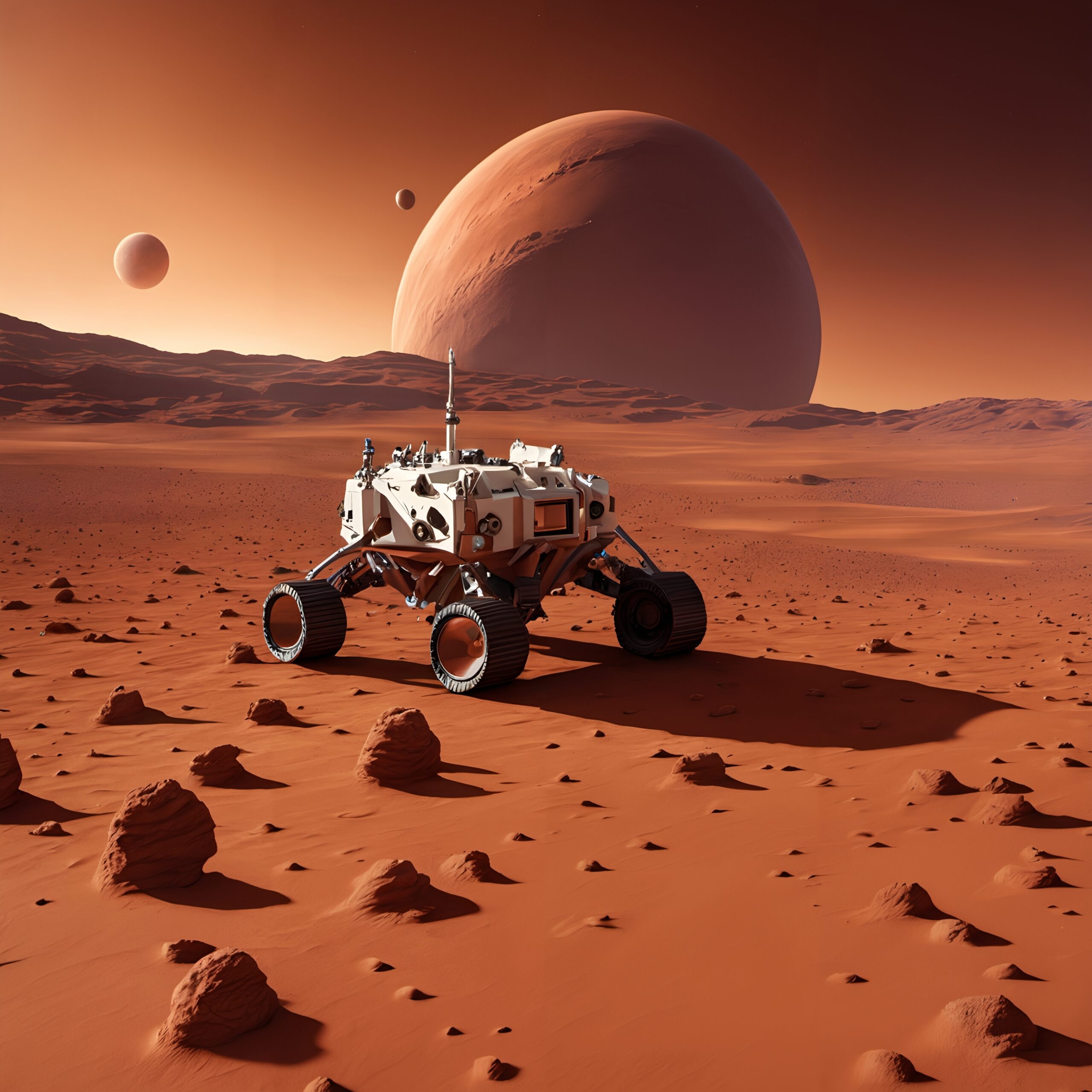 Mars Rover Explores Alien Terrain