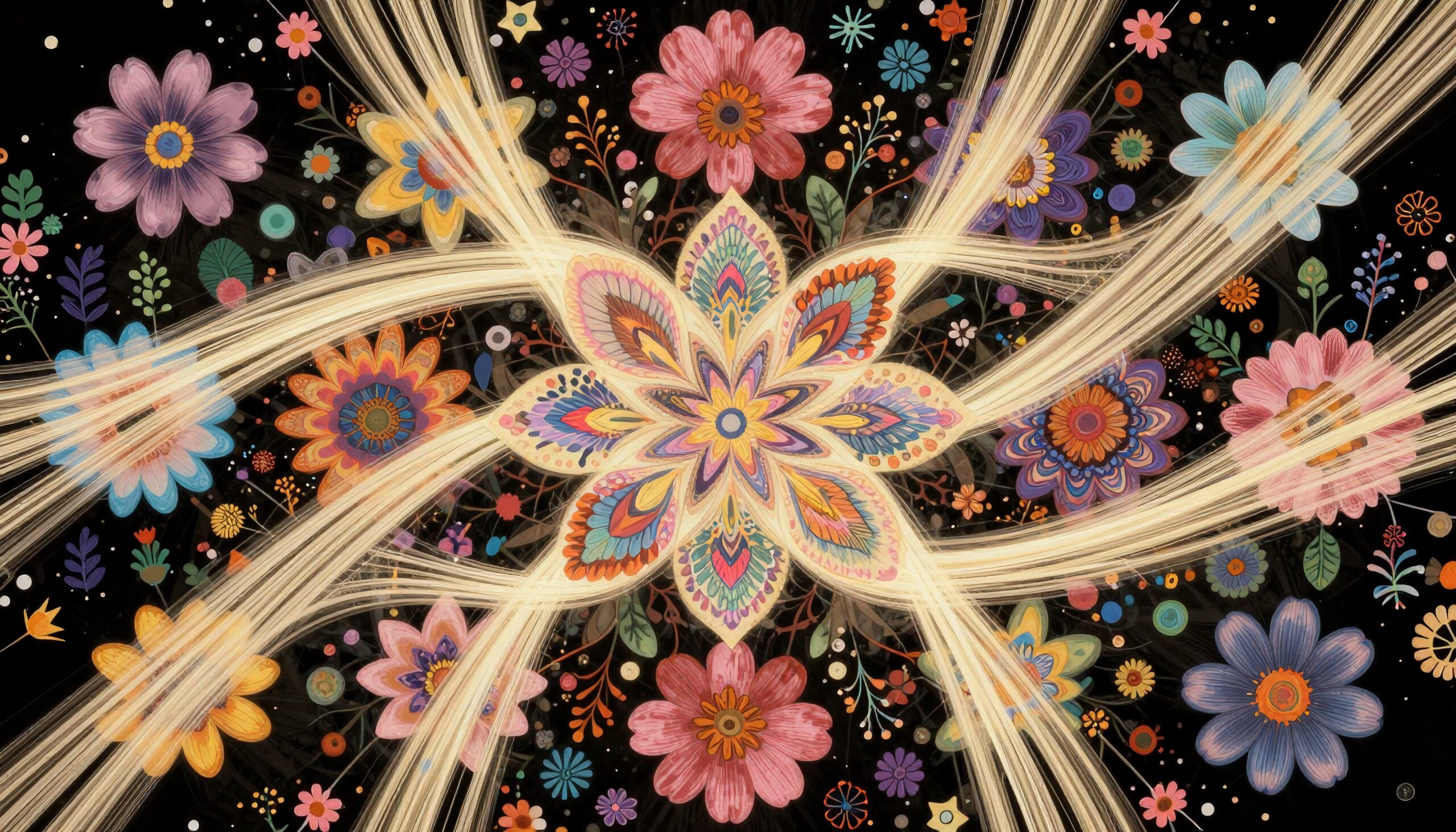 Floral Mandala with Golden Threads