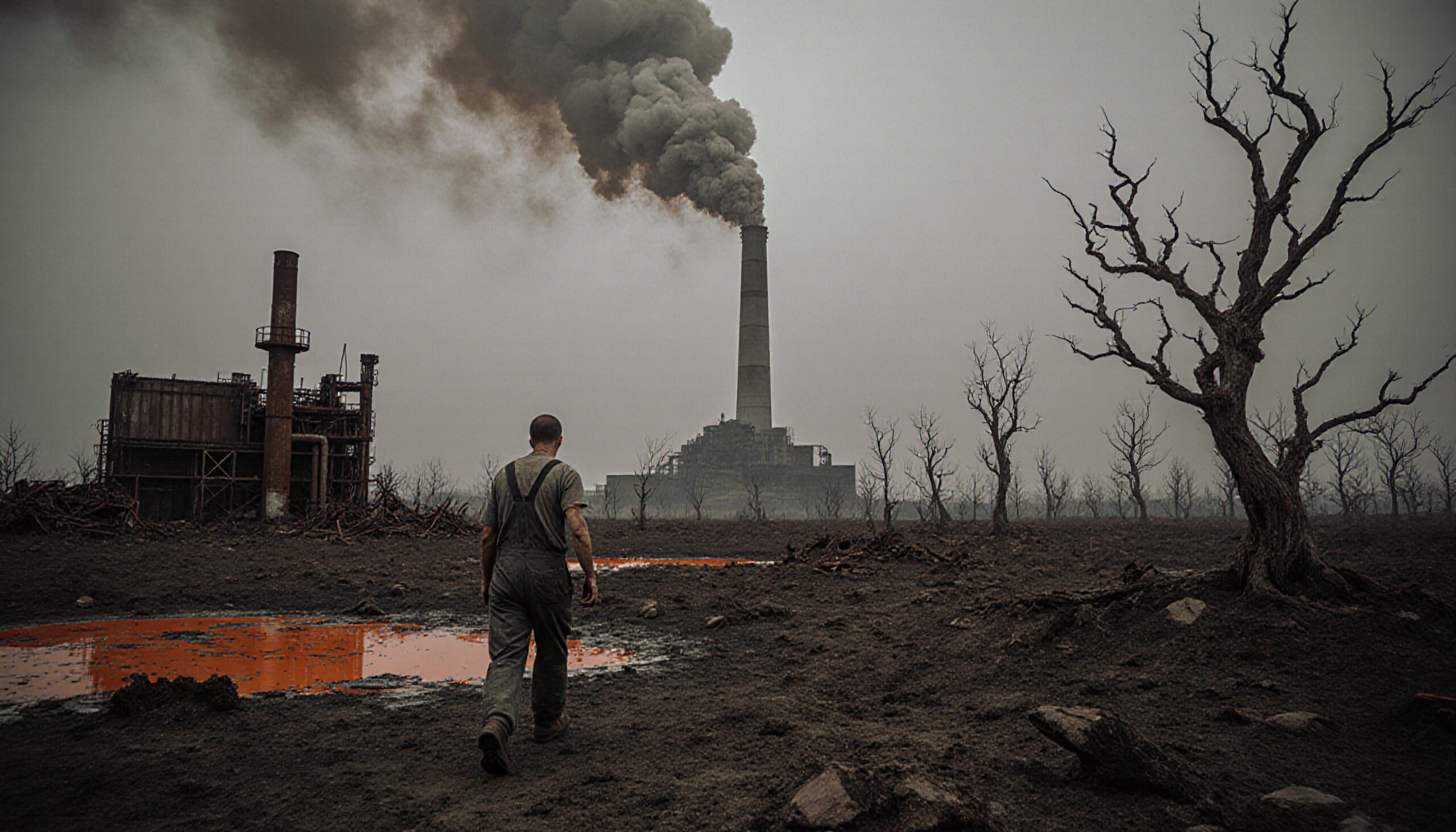 Industrial Desolation in Polluted Landscape