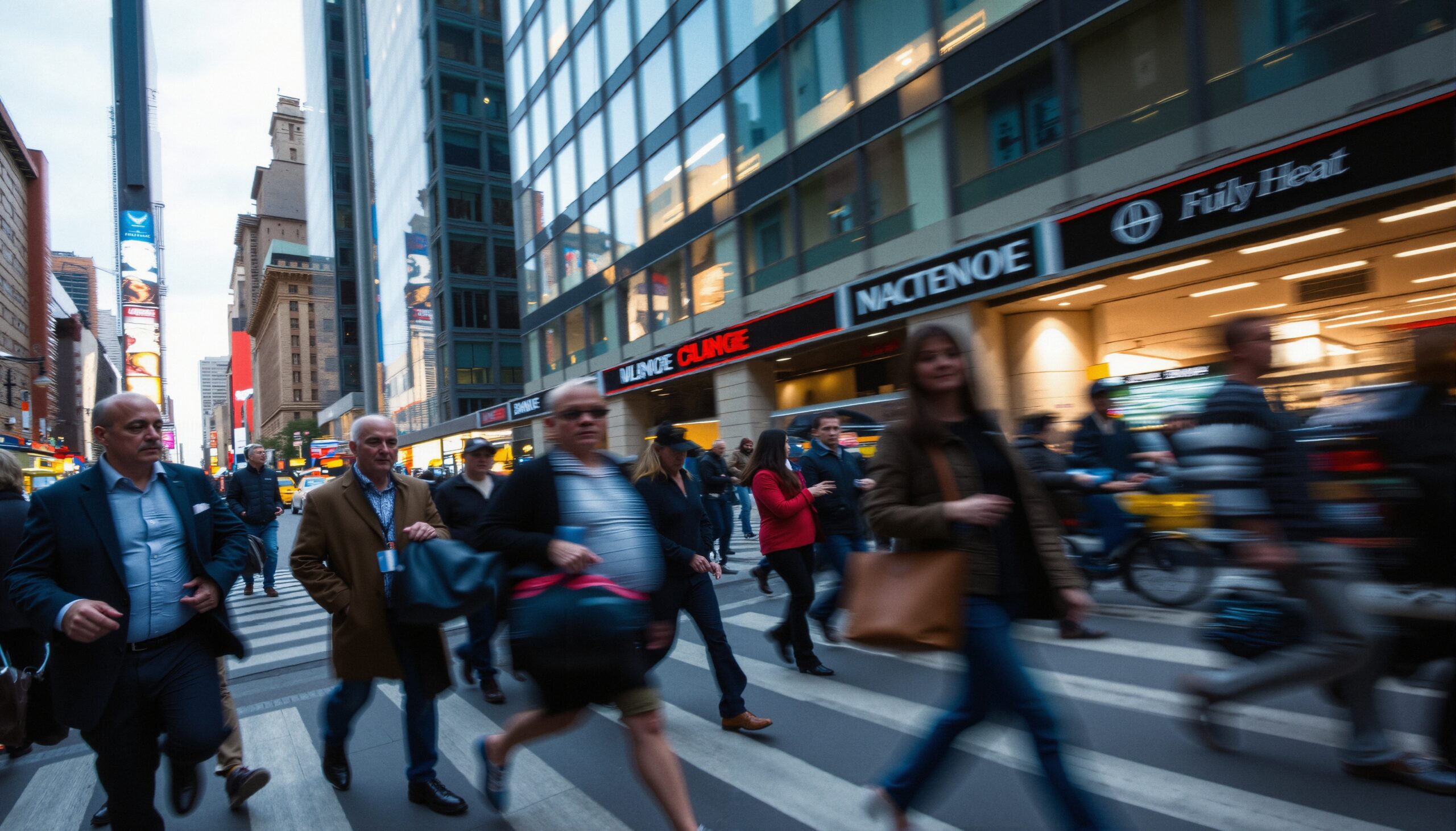 Busy Crosswalk in Urban City