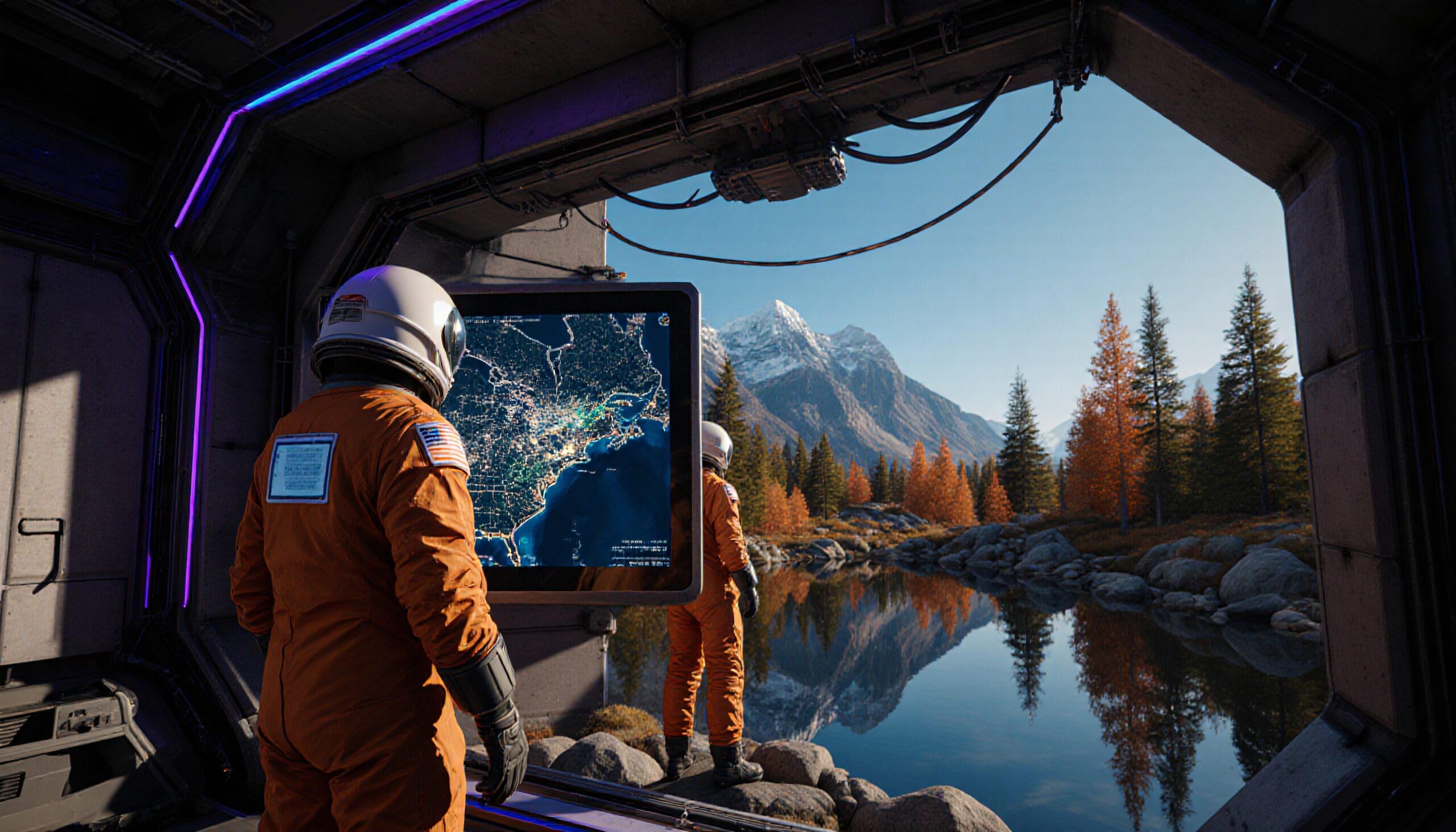 Explorers Amidst Mountain Reflections