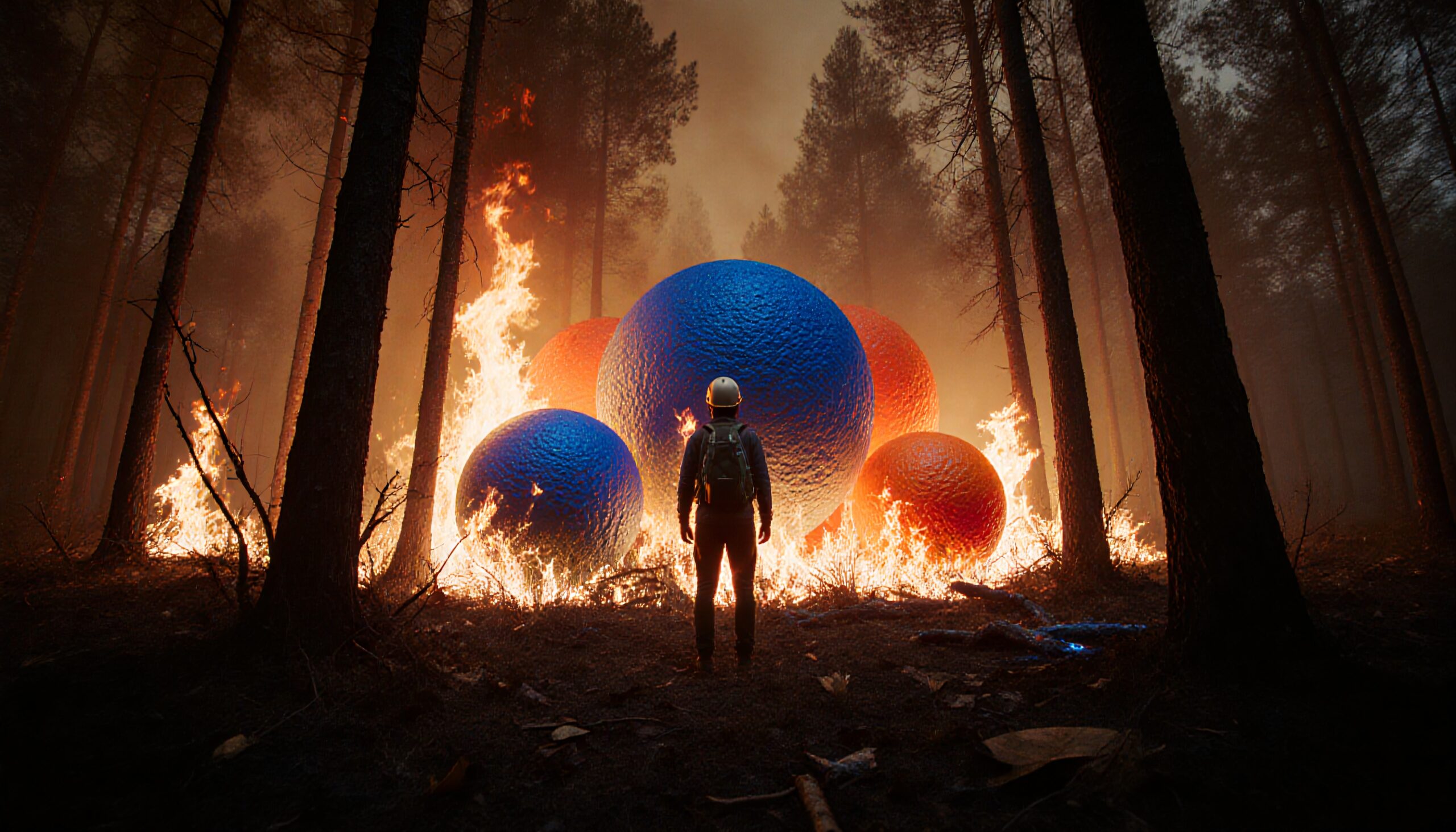 Adventurer Confronts Enigmatic Spheres