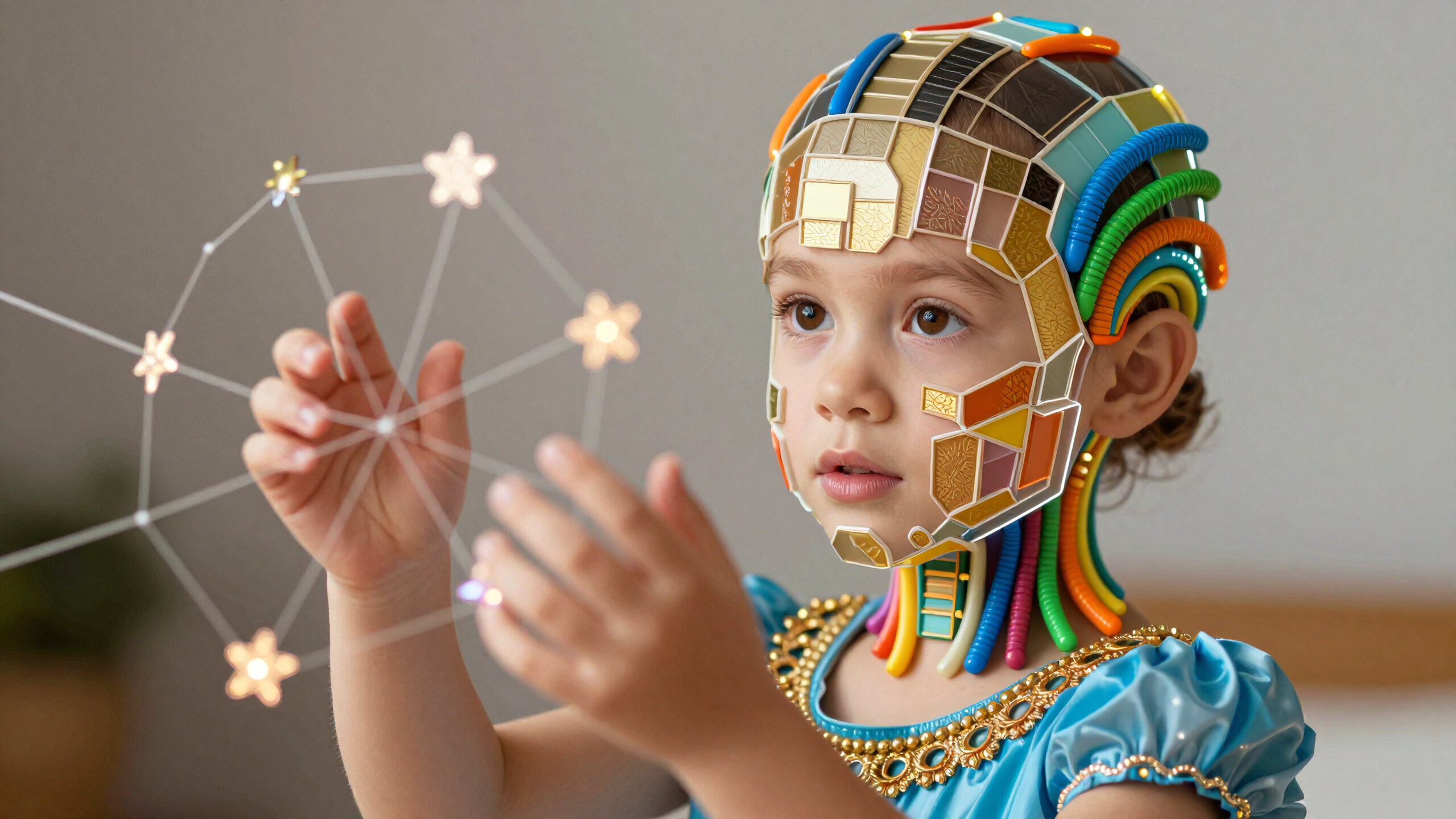Child Interacting With Digital Constellation