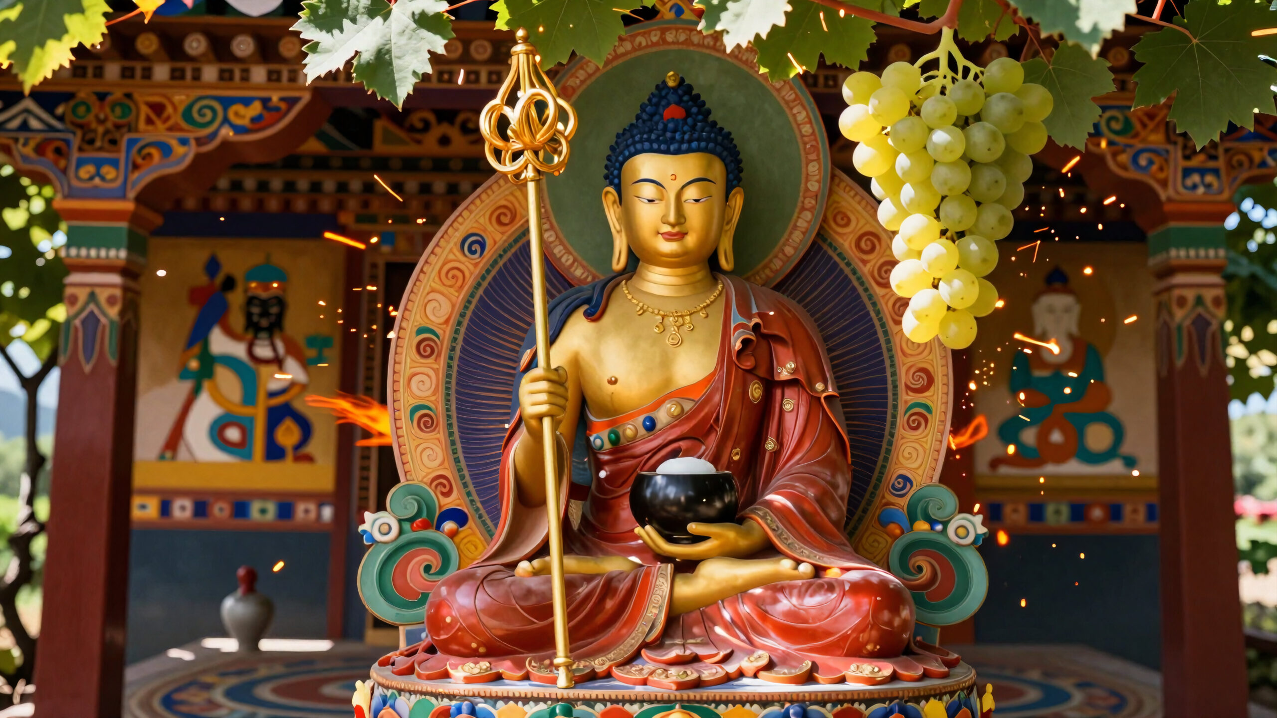 Sacred Buddha Amidst Grapes