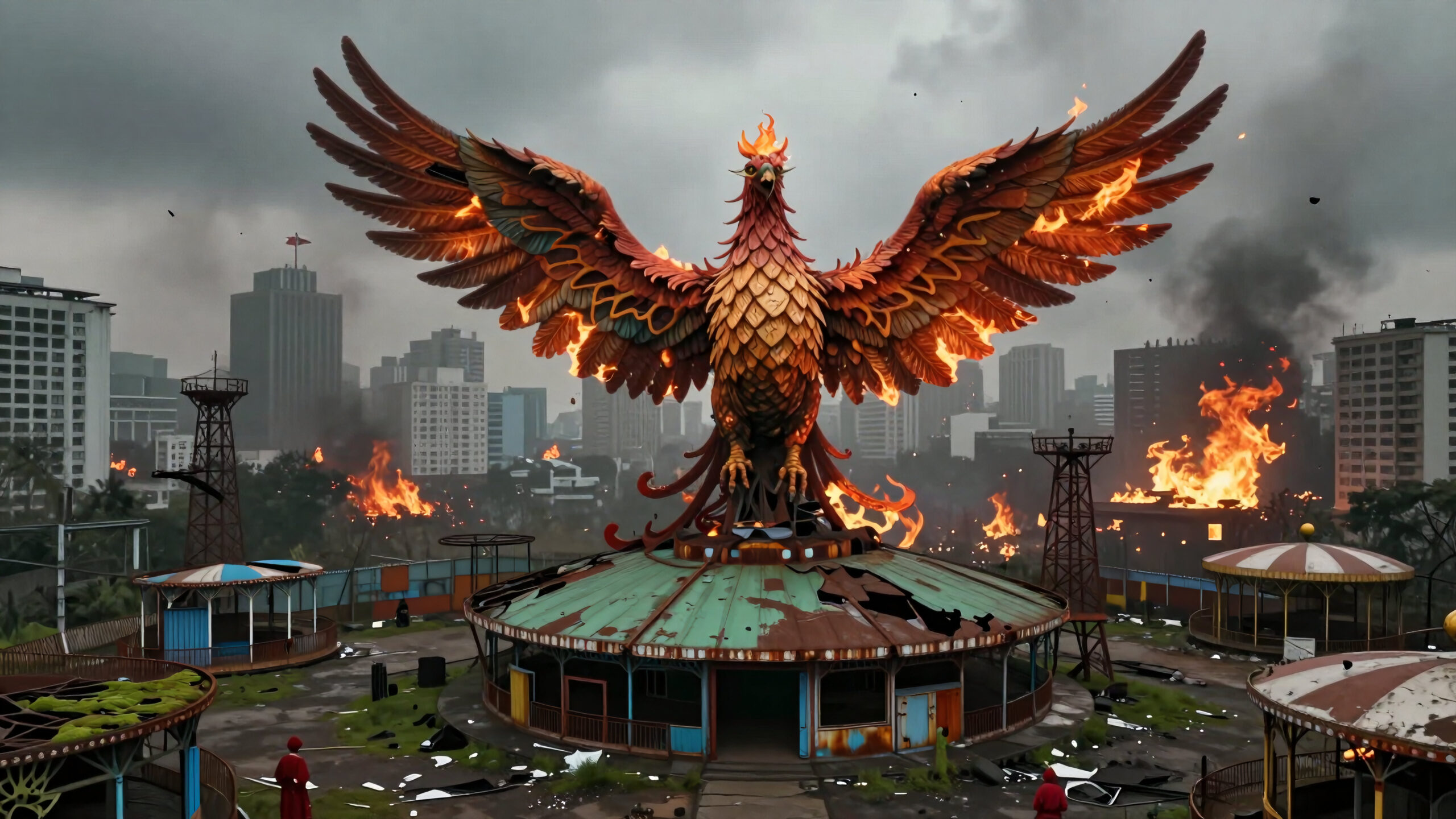 Phoenix Rising from Ruins