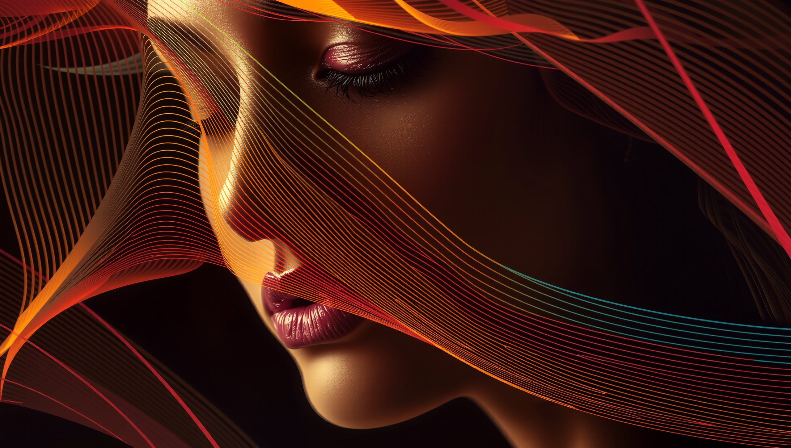 Abstract Veil Over Woman’s Face