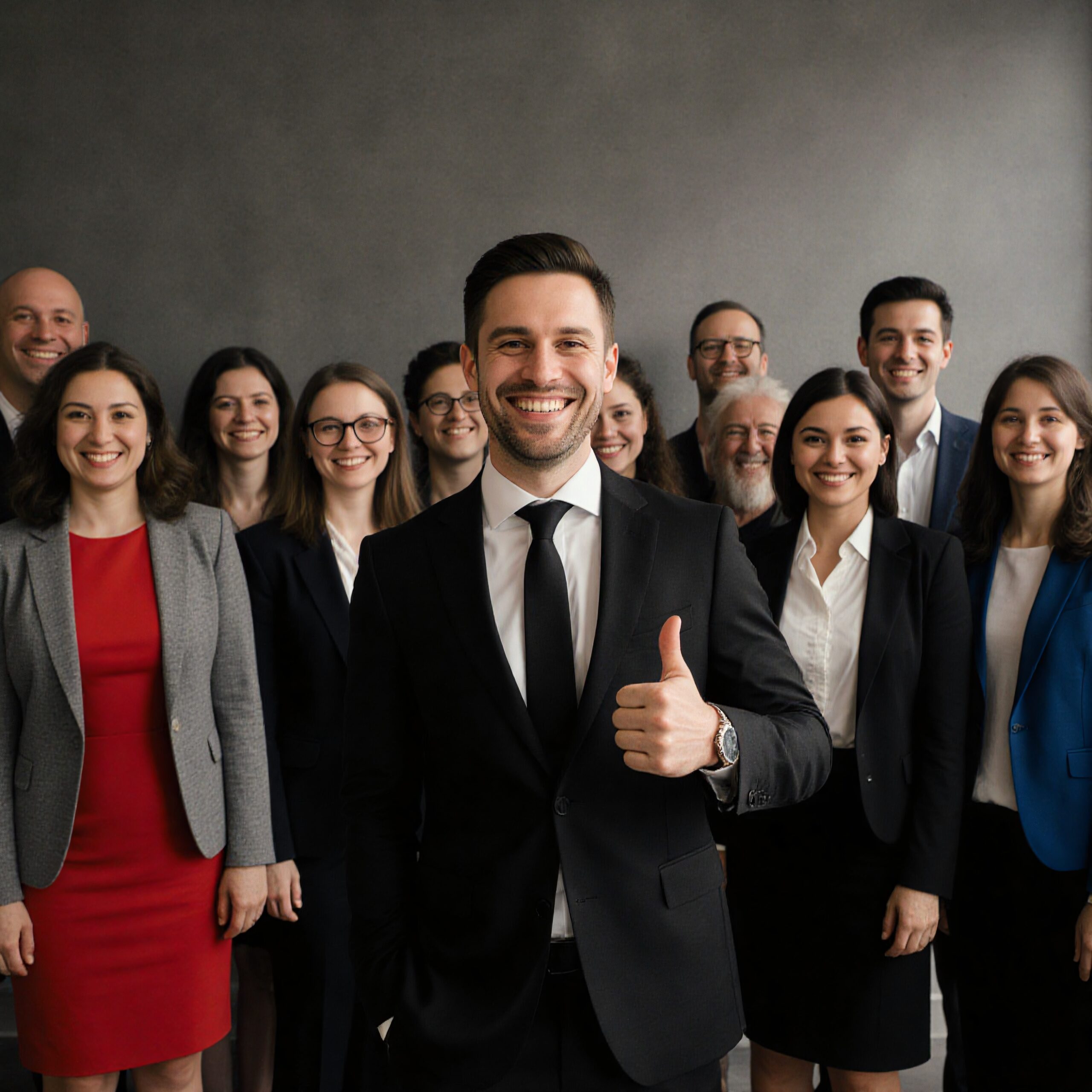 Confident business team celebrating success