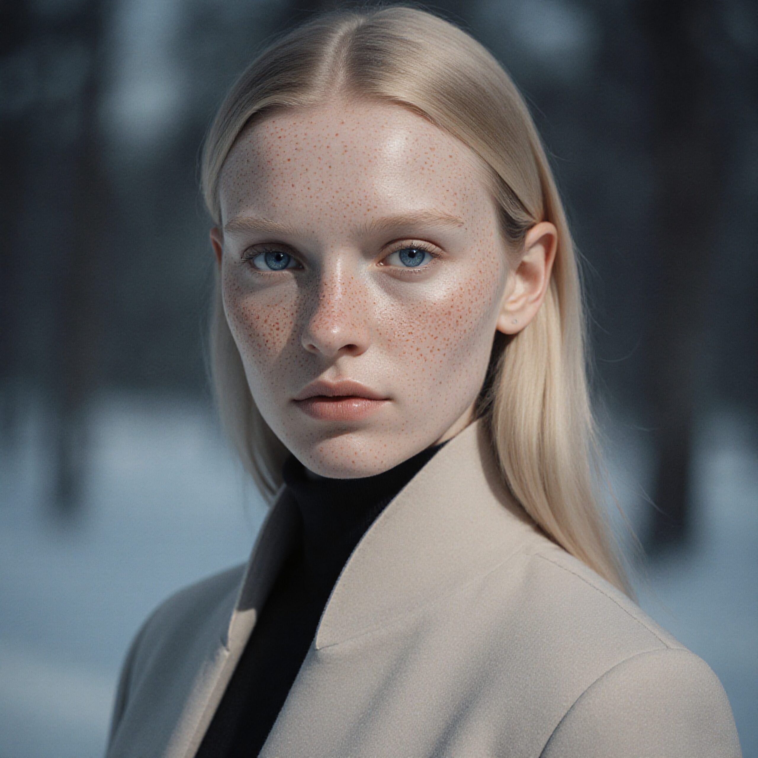 Winter Portrait in Snowy Landscape