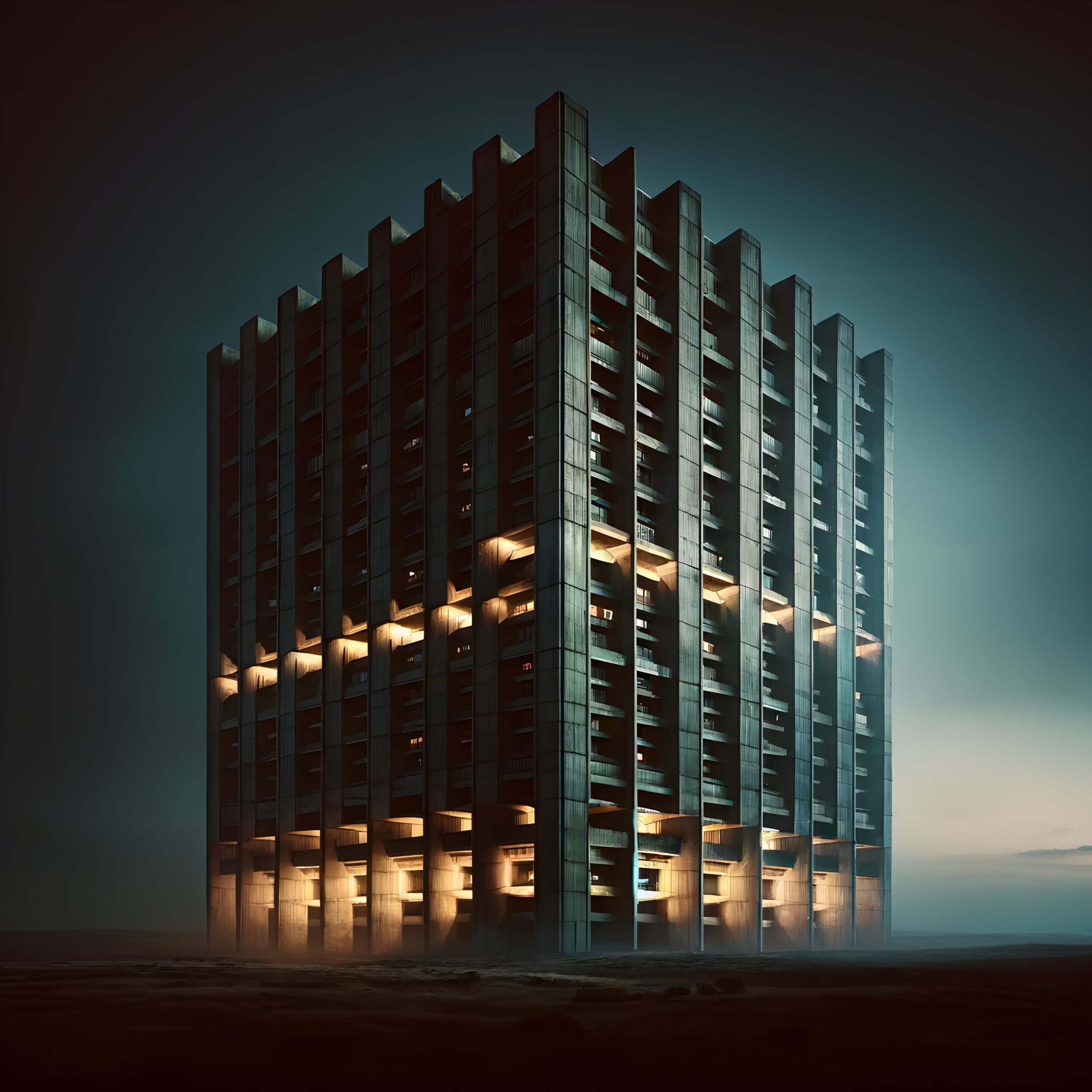Ethereal Building at Dusk