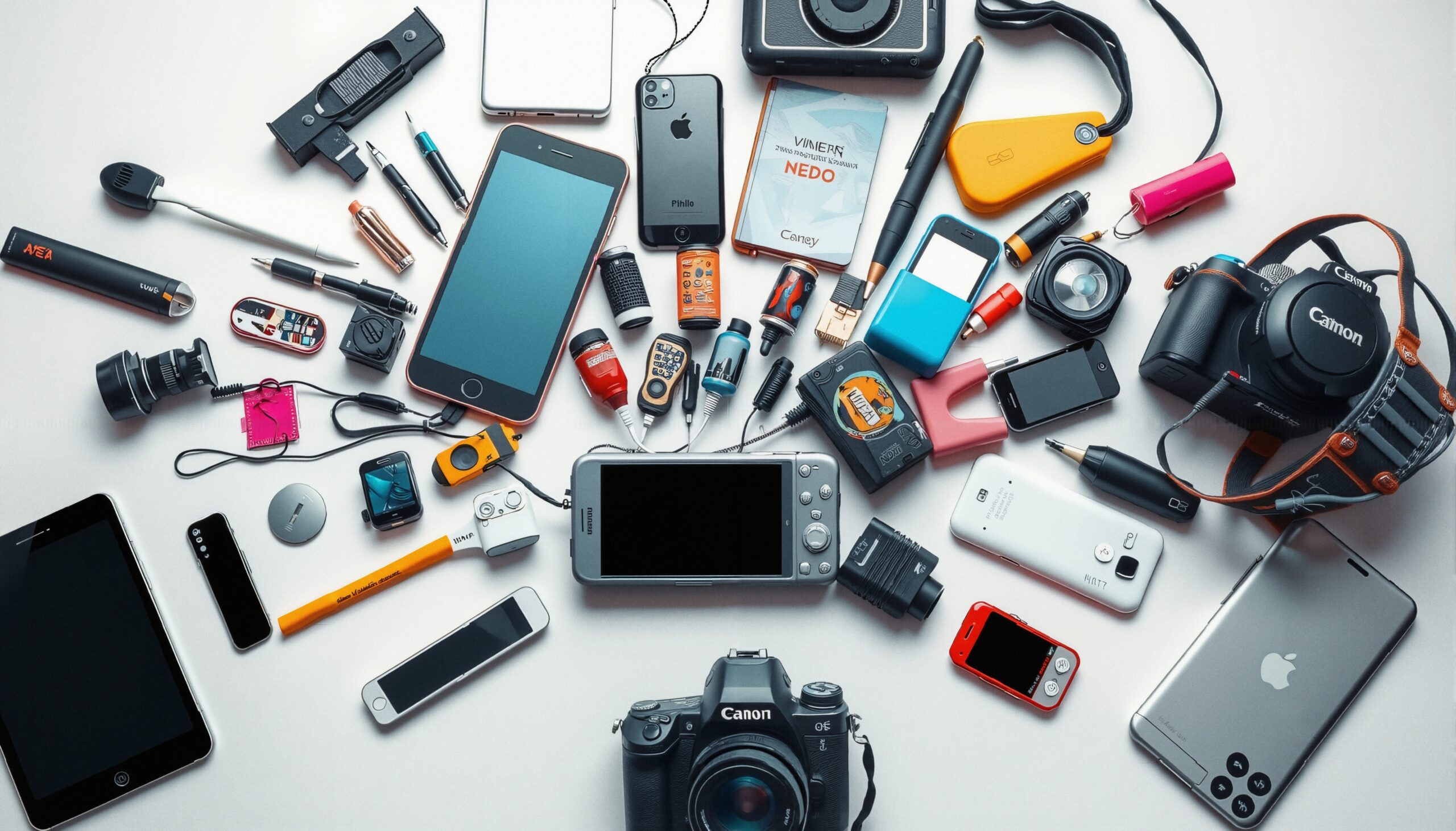Assorted Gadgets on Display Table