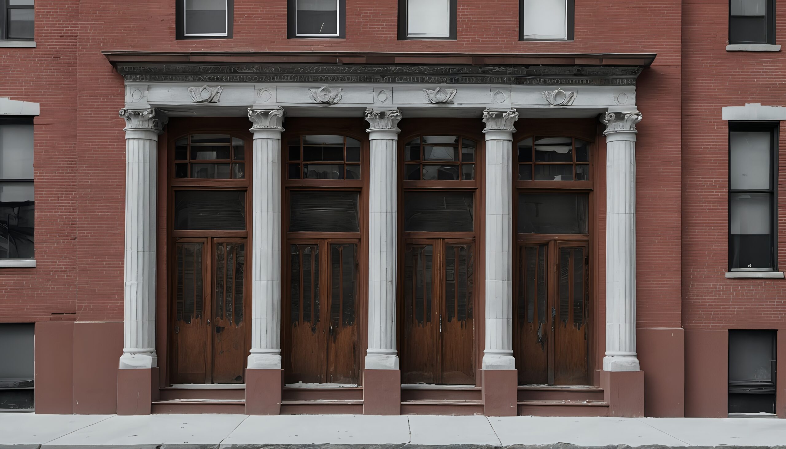 Historic Building Features Four Columns